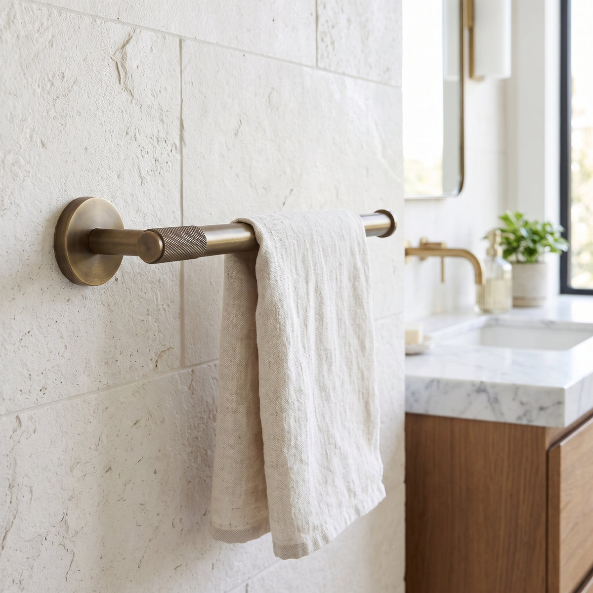 Reed Brass Towel Ring