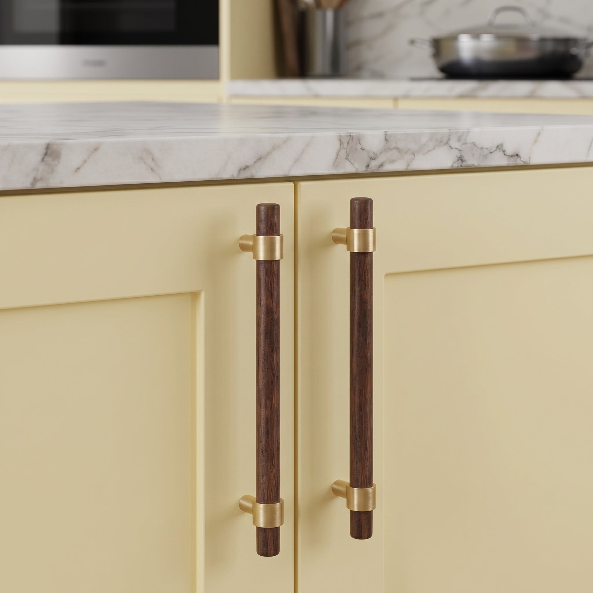 Rune Brass & Wood Cabinet Pull
