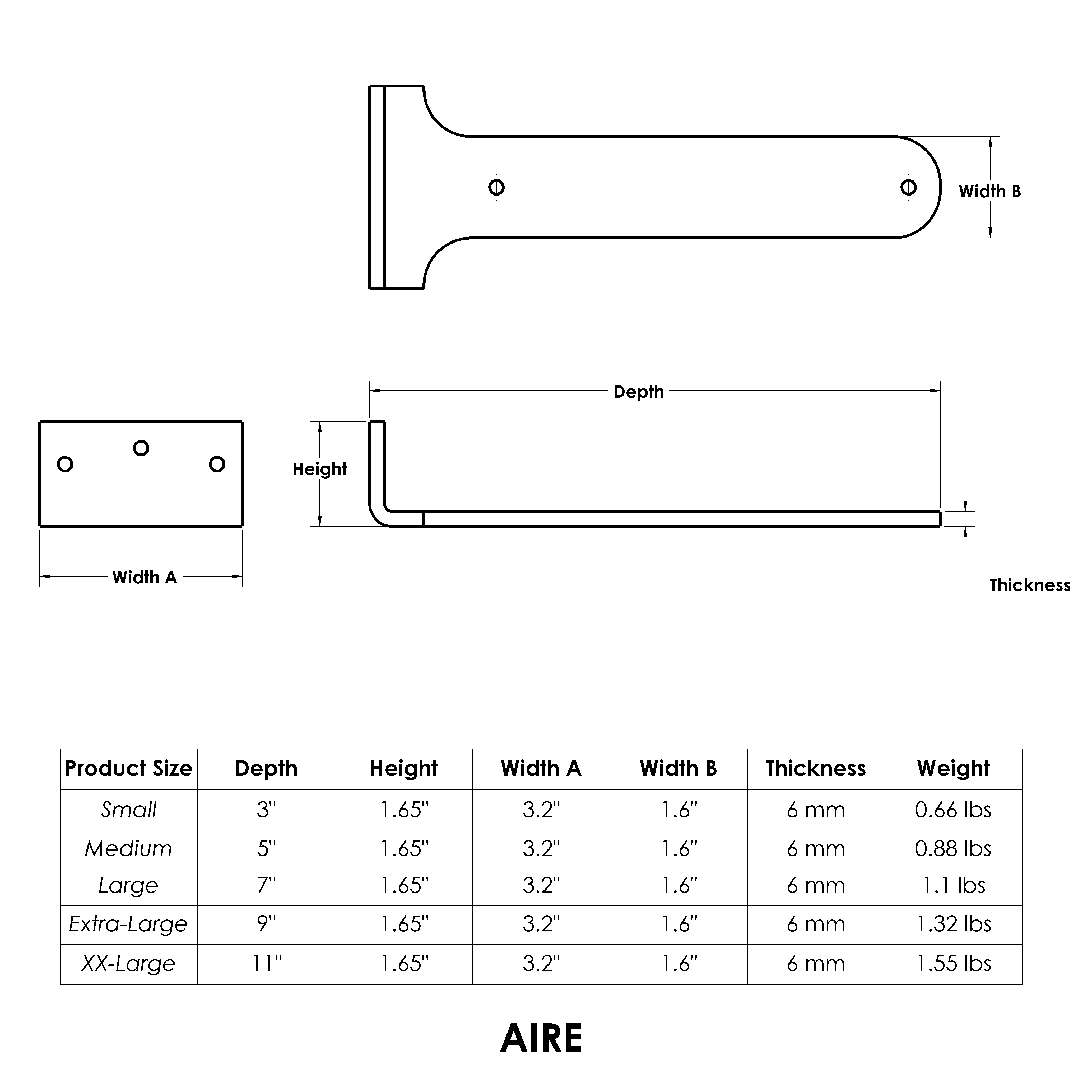 Aire Floating Shelf Bracket