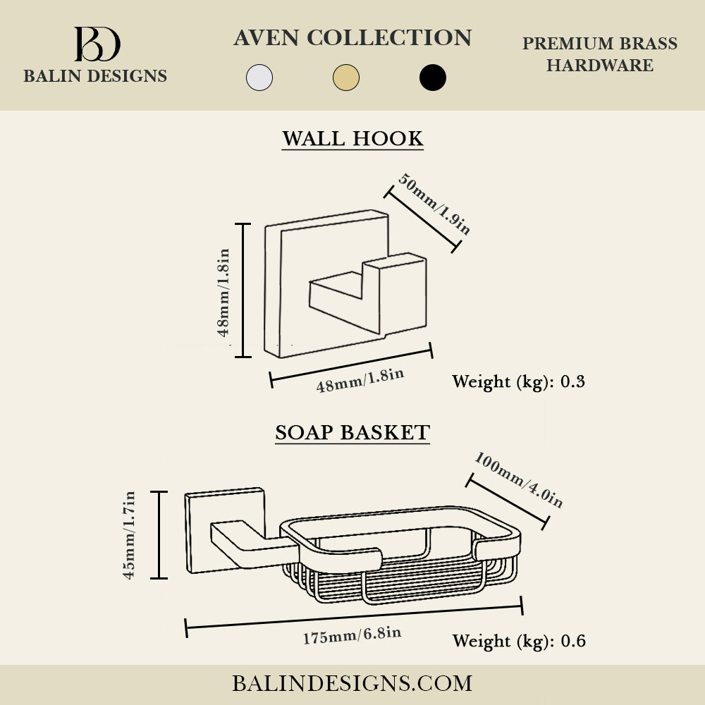 Aven Brass Bathroom Hardware