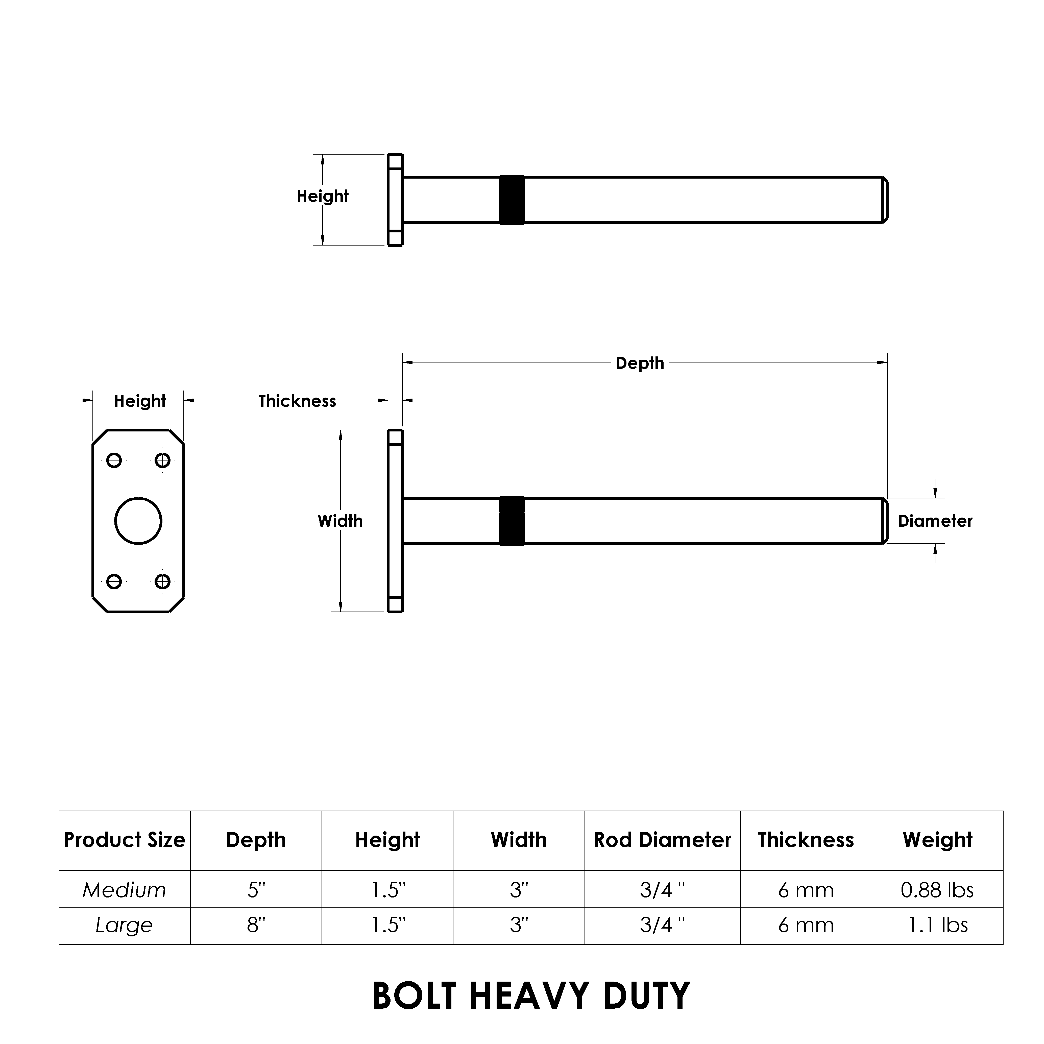 #size_Heavy Duty 8" / .75" – Set of 4