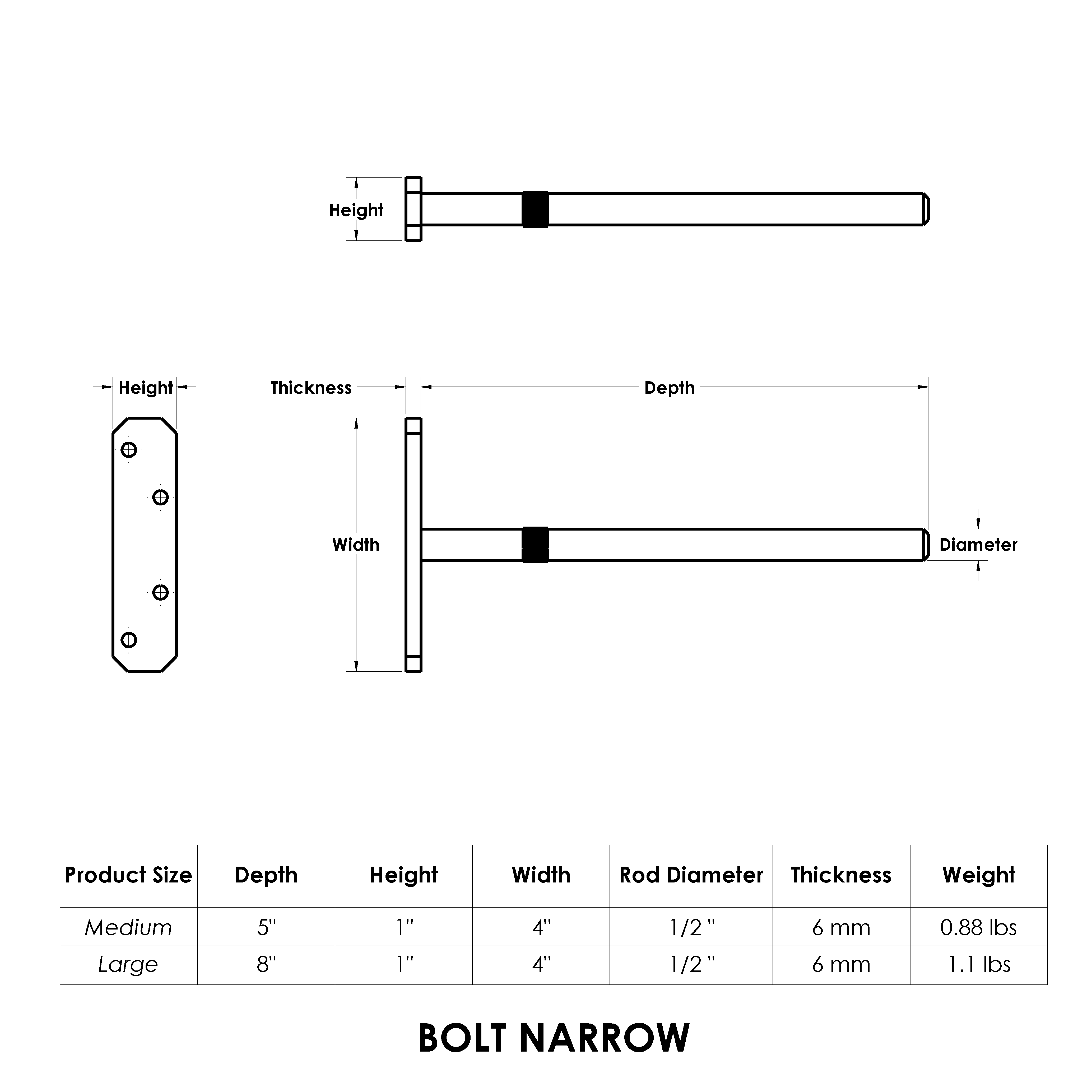 #size_Large Narrow 8"/12 mm – Set of 4