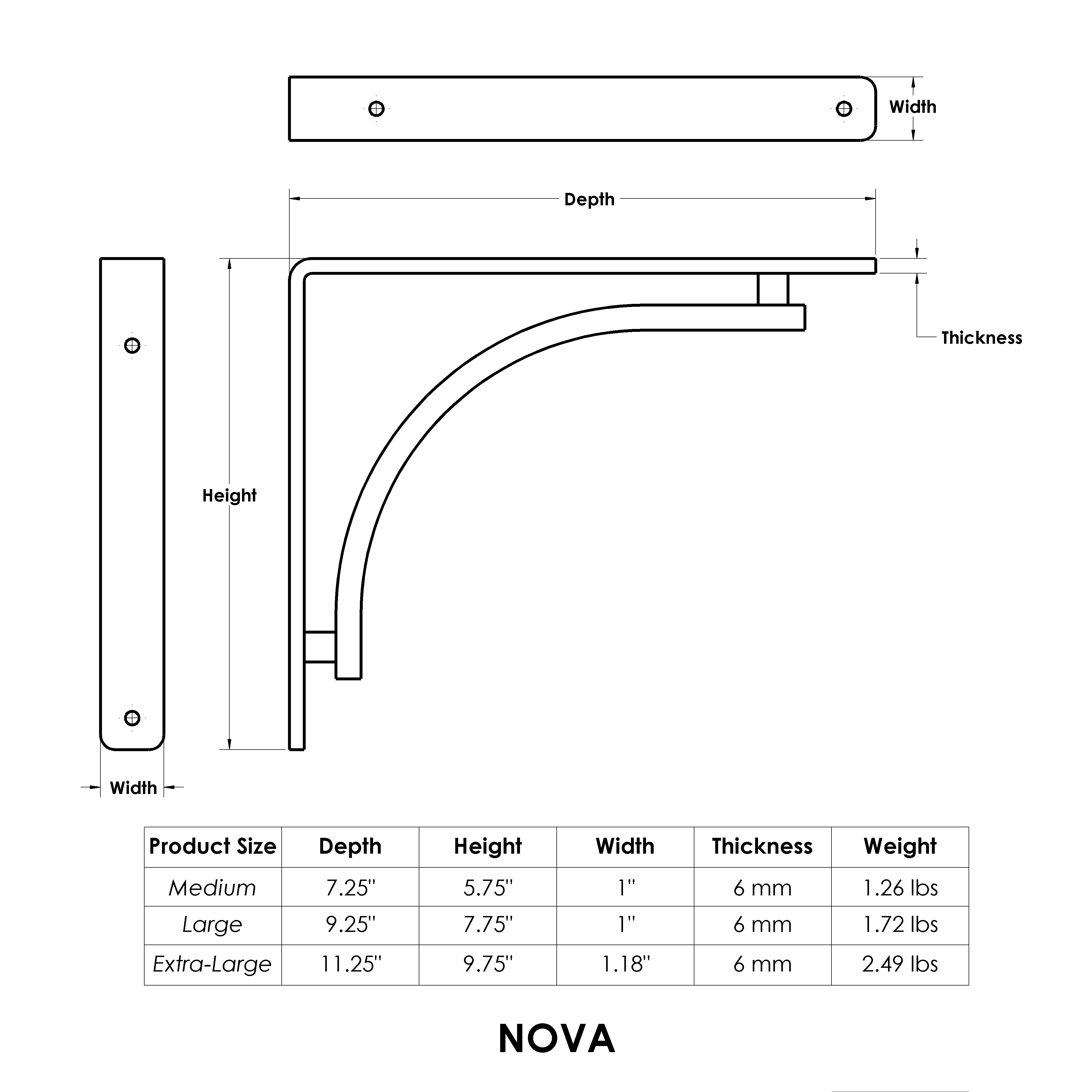 Nova Decorative Shelf Bracket