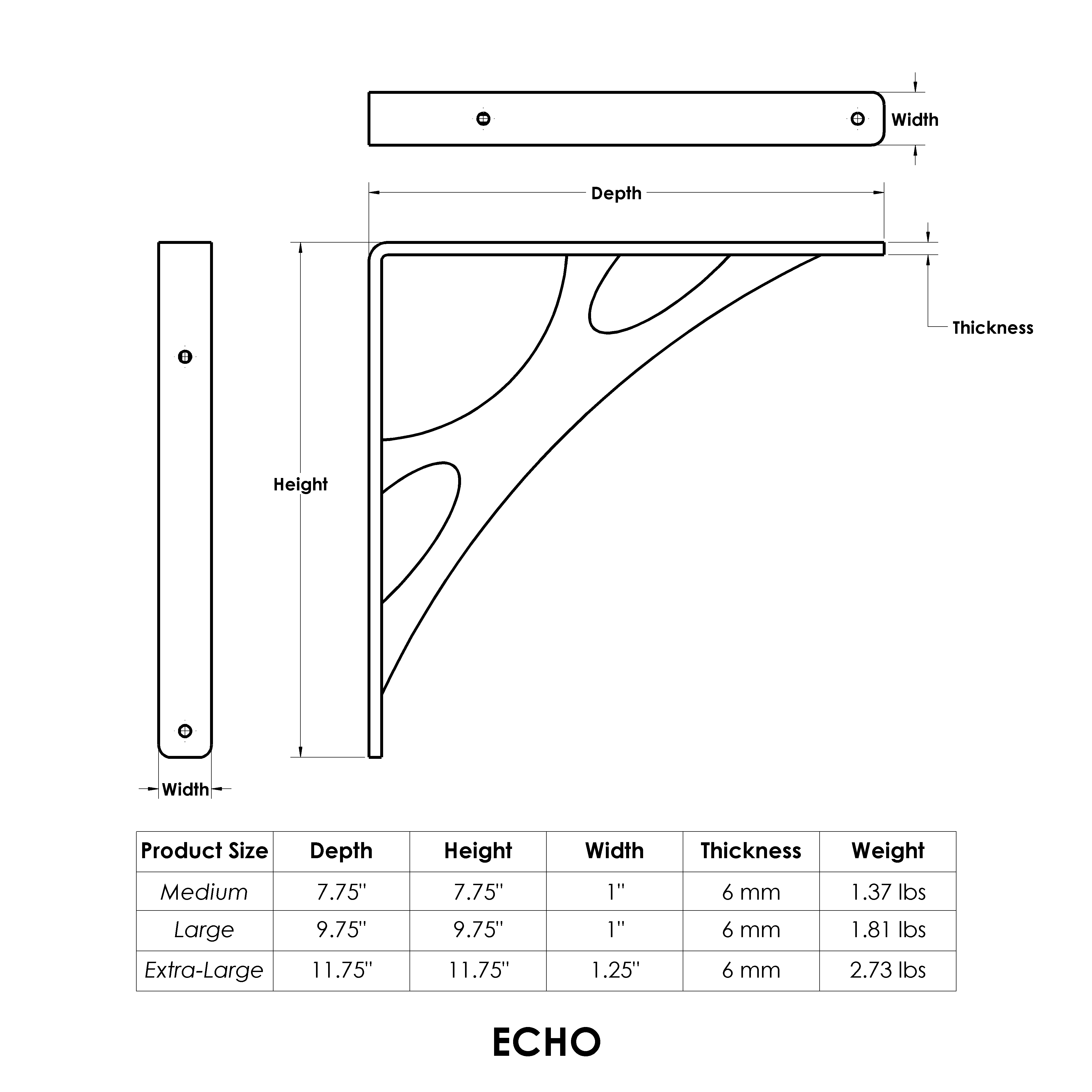 Echo Decorative Shelf Bracket