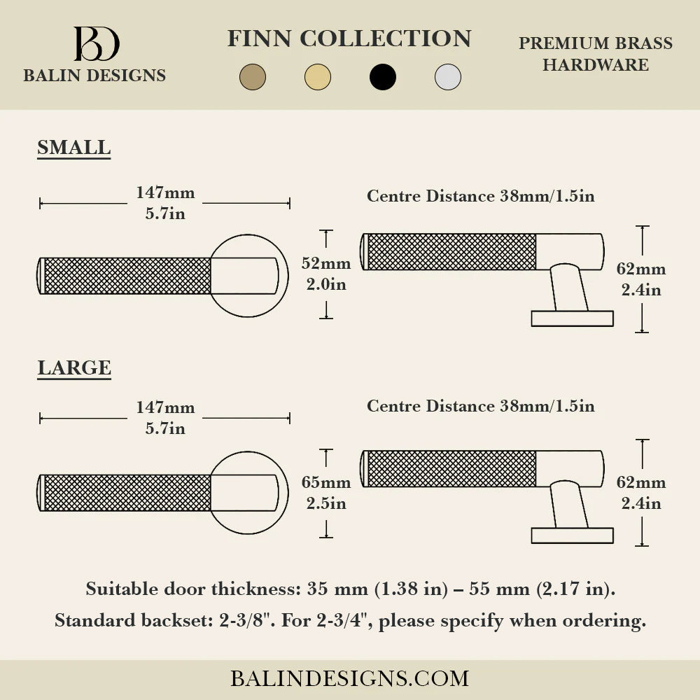 Finn Brass Door Handle