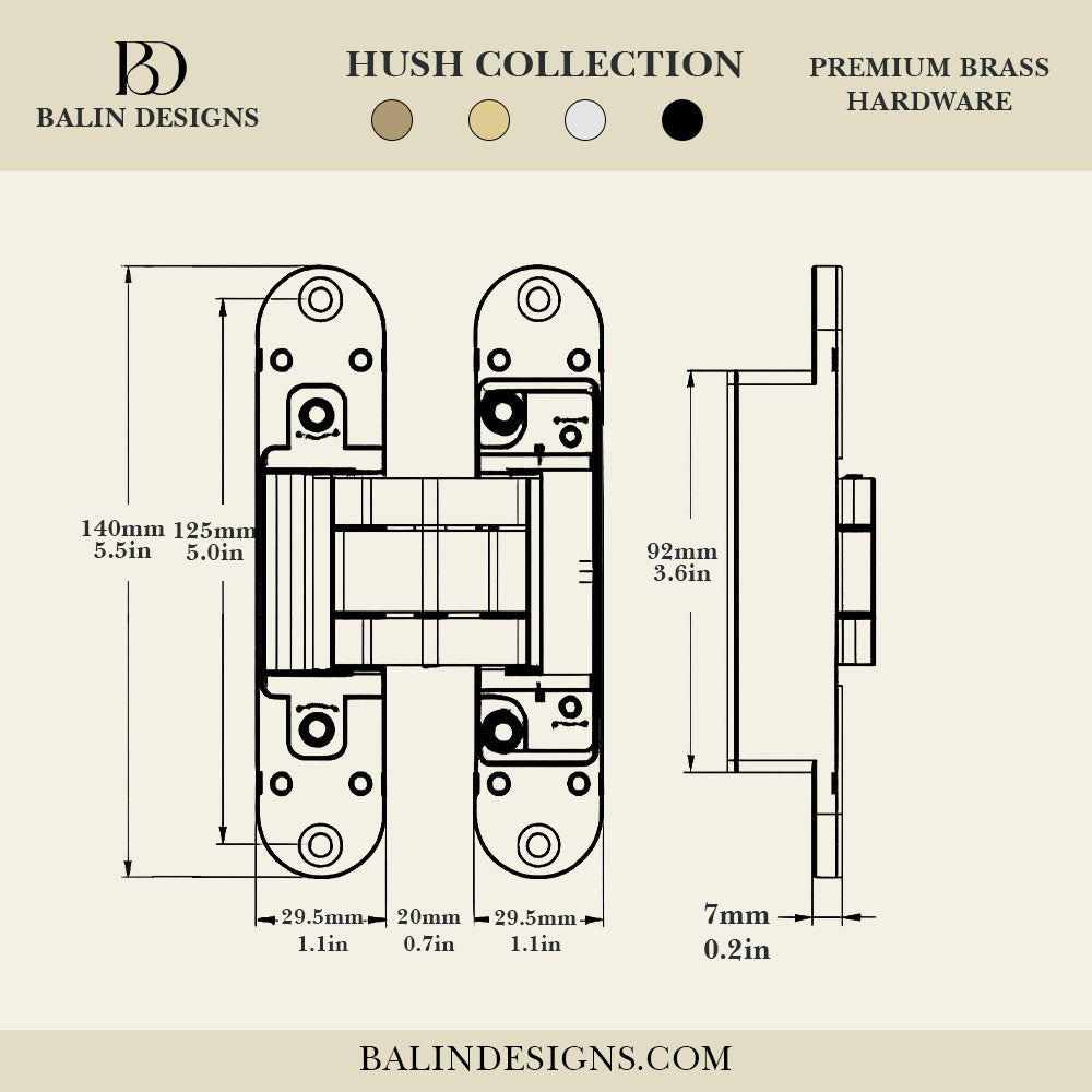 Hush Brass Door Hinge