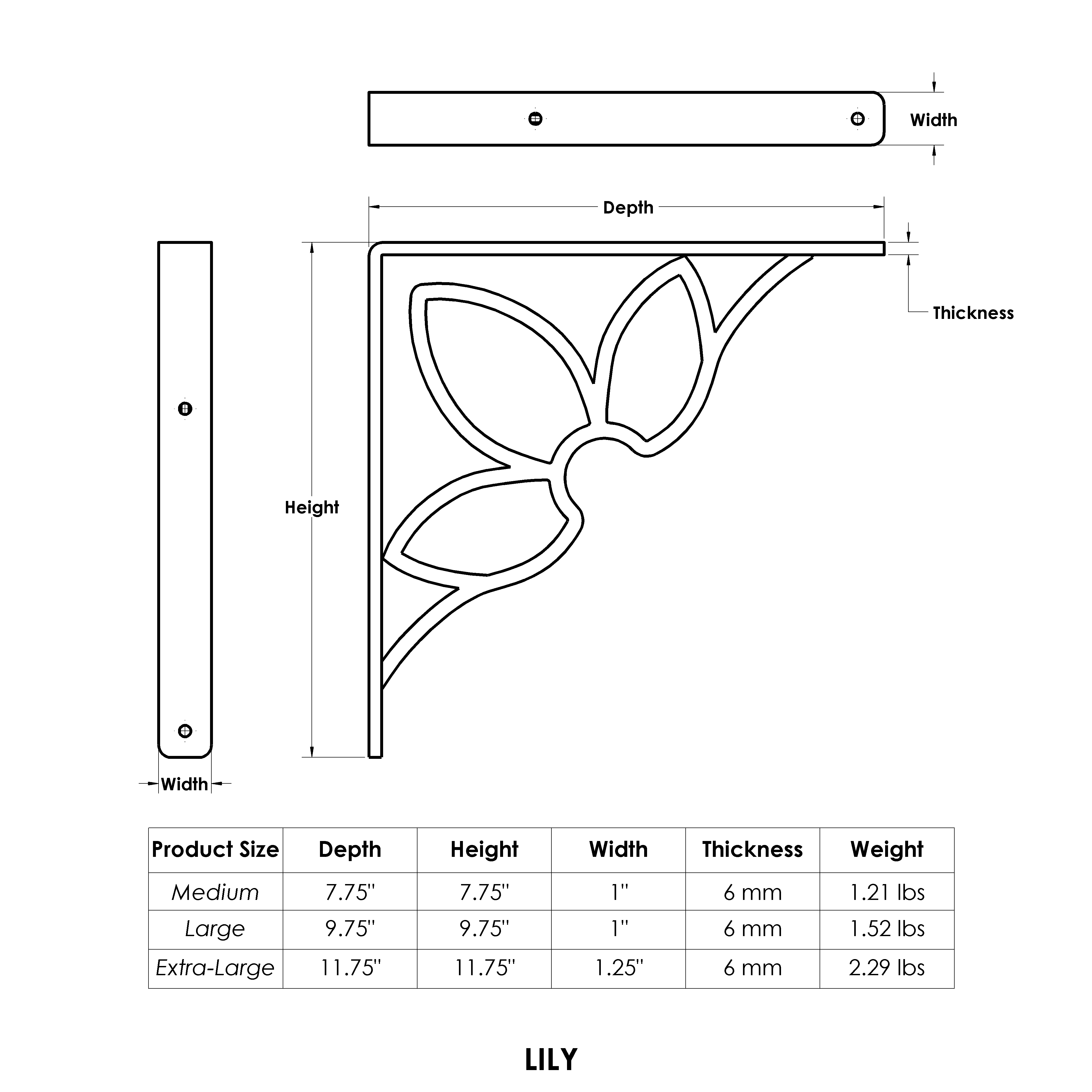 Lily Decorative Shelf Bracket