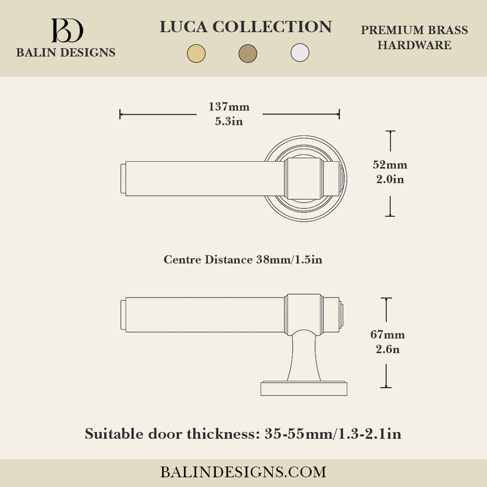 Luca Brass Door Handle