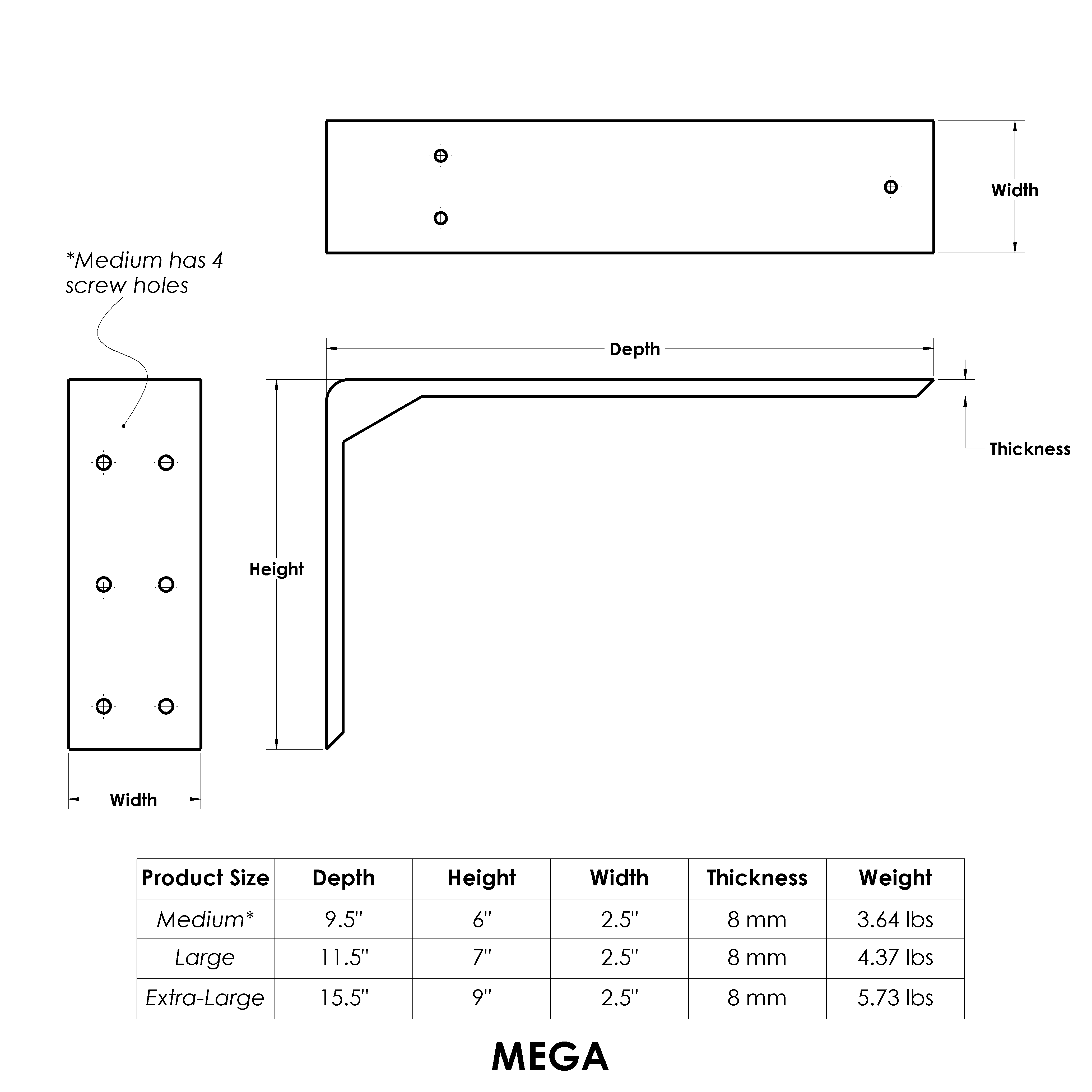 Mega Size Chart Bracket