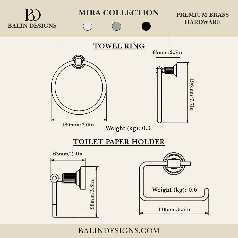 Mira Brass Bathroom Hardware