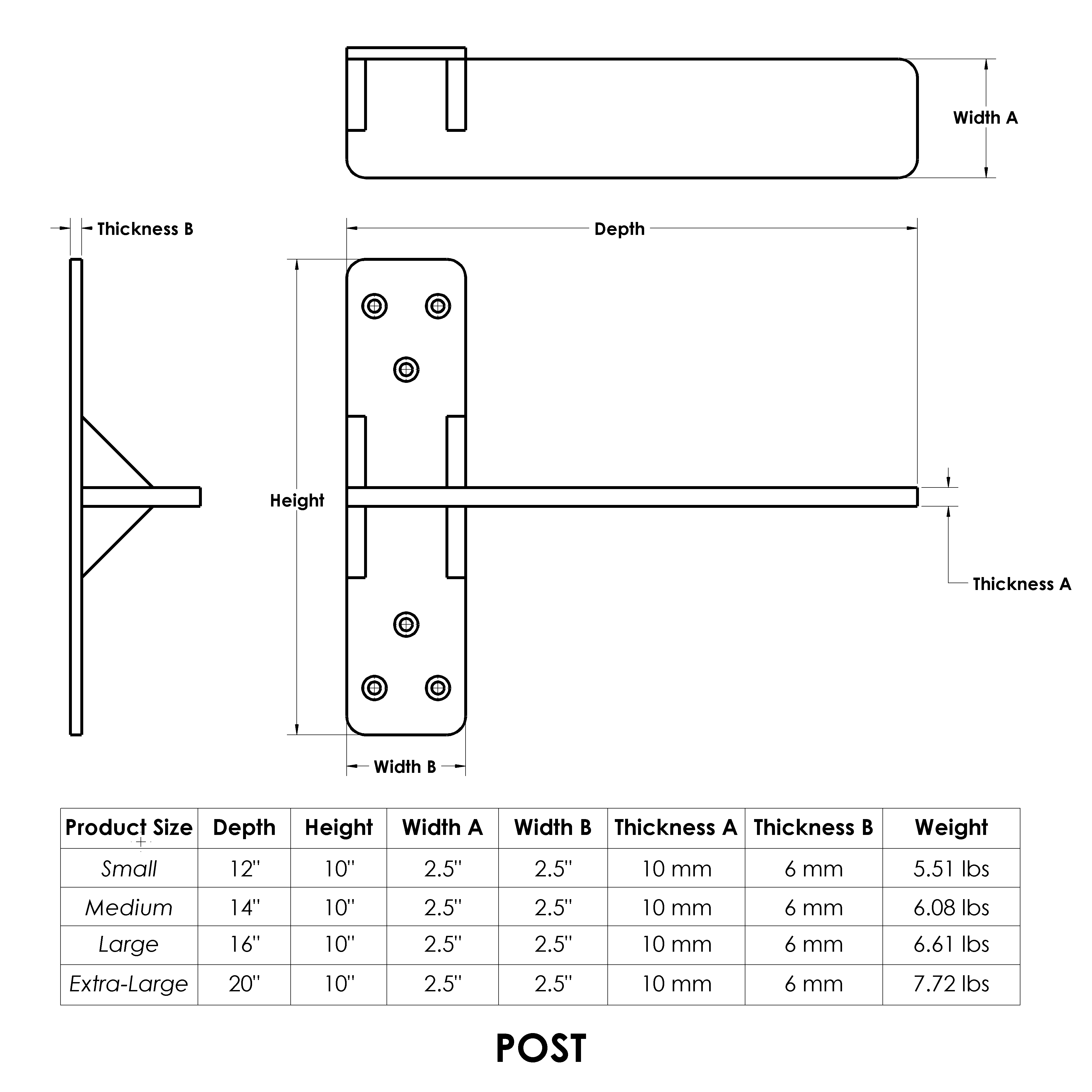 Post Countertop Shelf Bracket