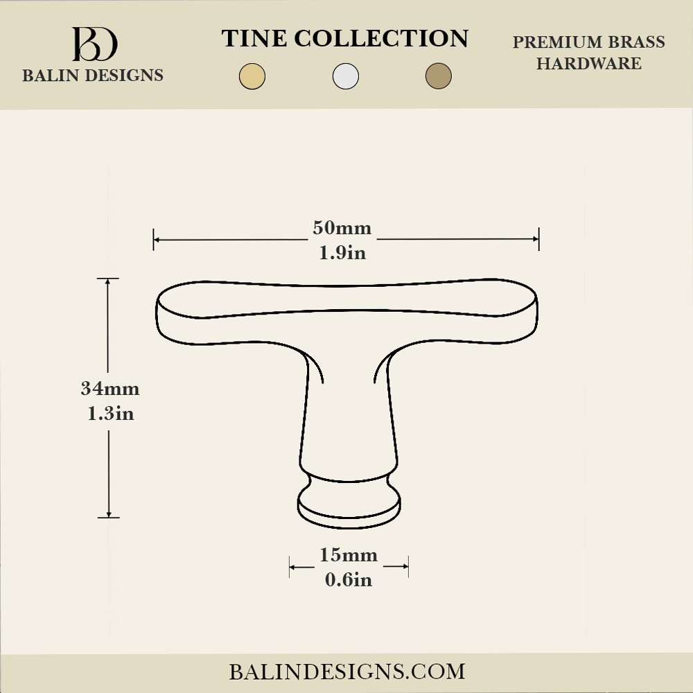 Tine Brass Cabinet Pull