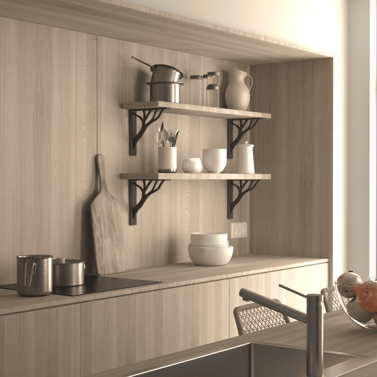 Tree Mantel Bracket Scene