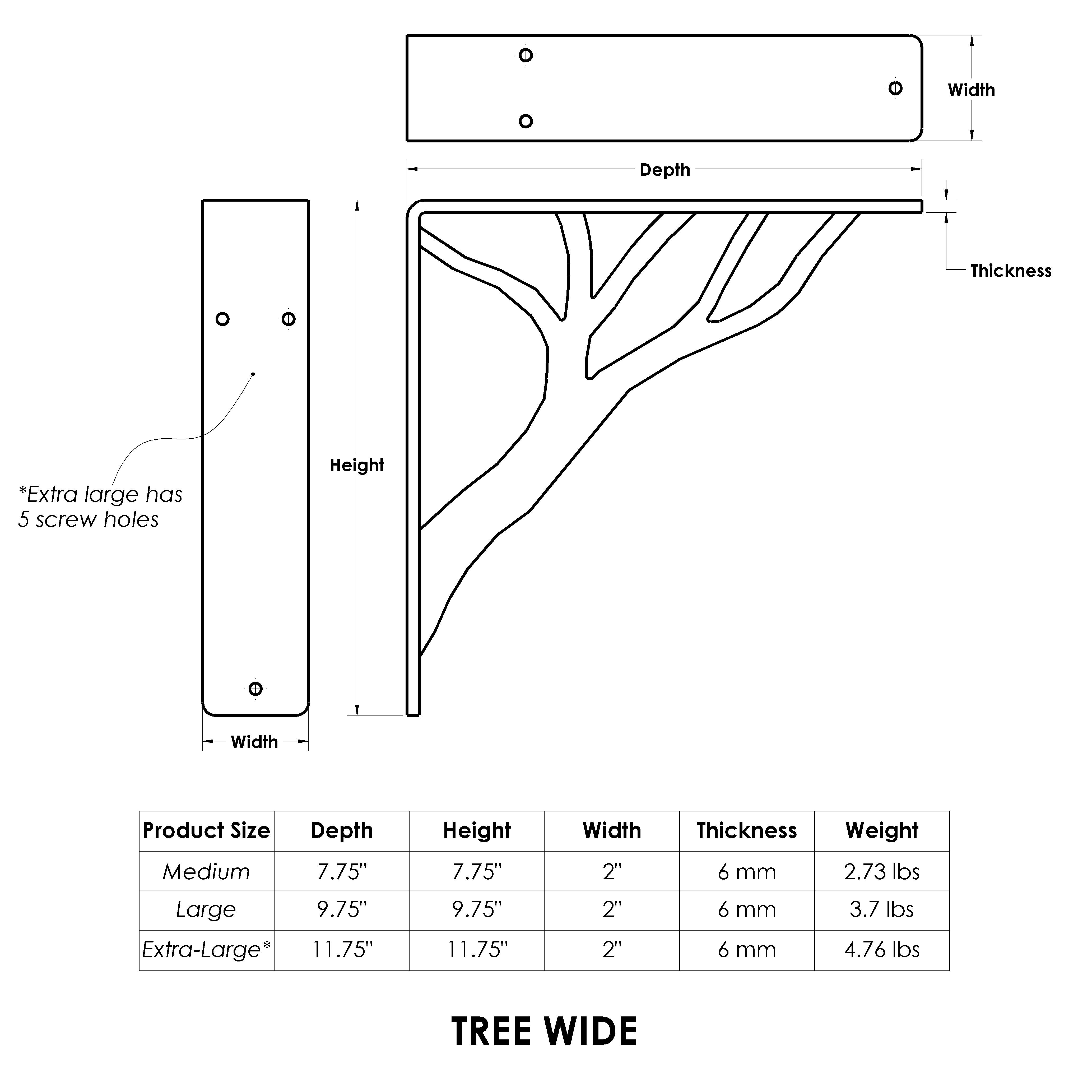 Tree Wide Decorative Shelf Bracket