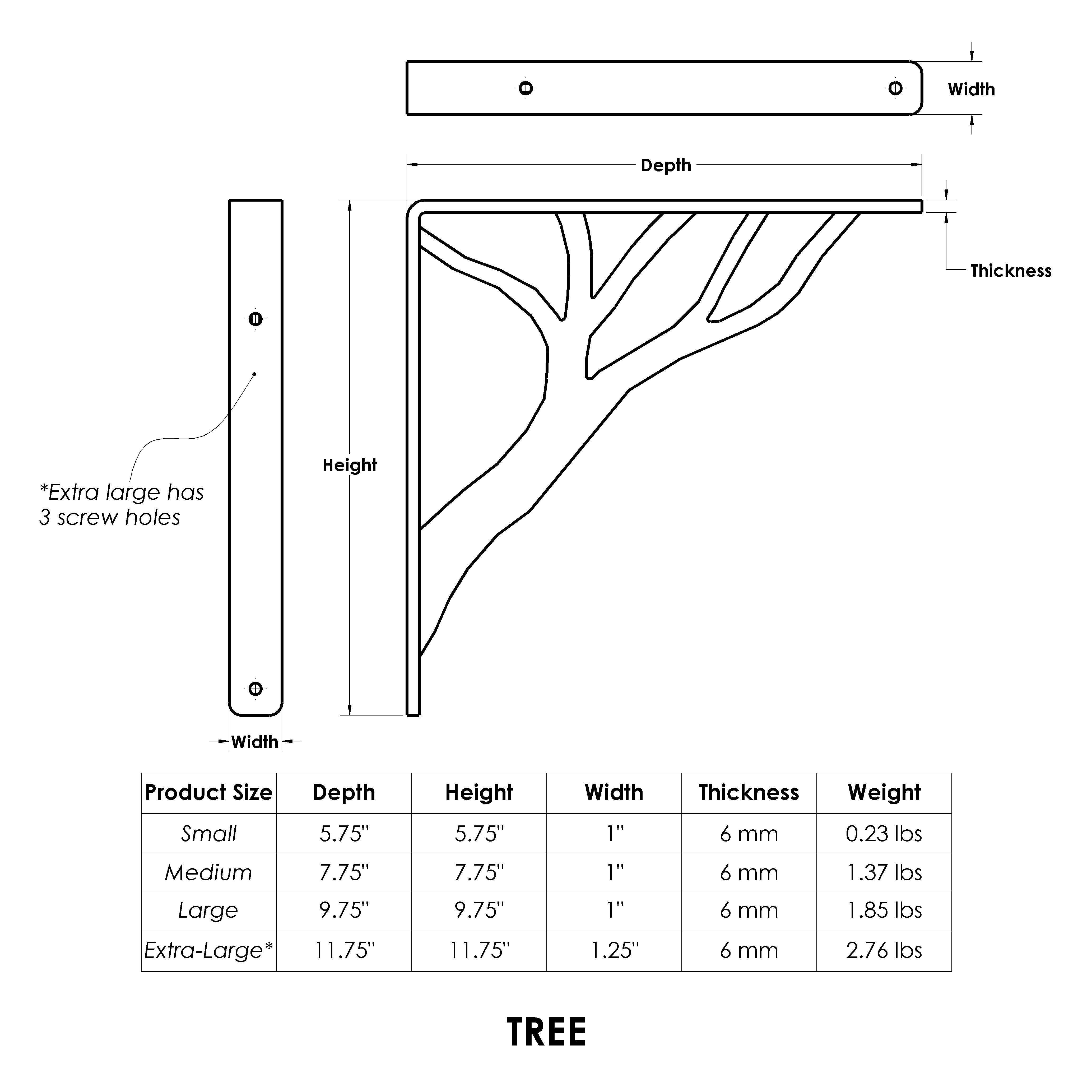 Tree Decorative Shelf Bracket