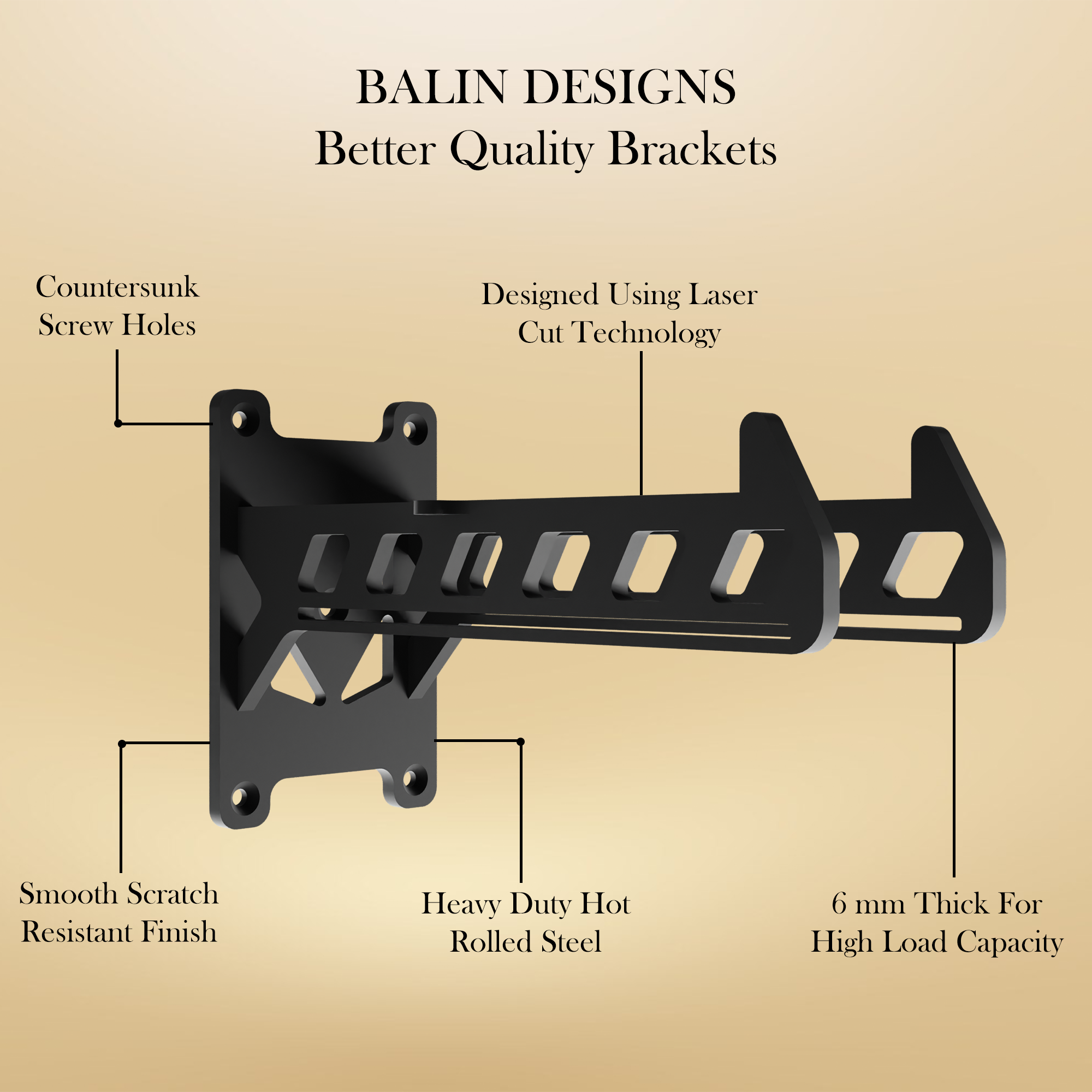 Black Shelf Bracket Utility Highlights