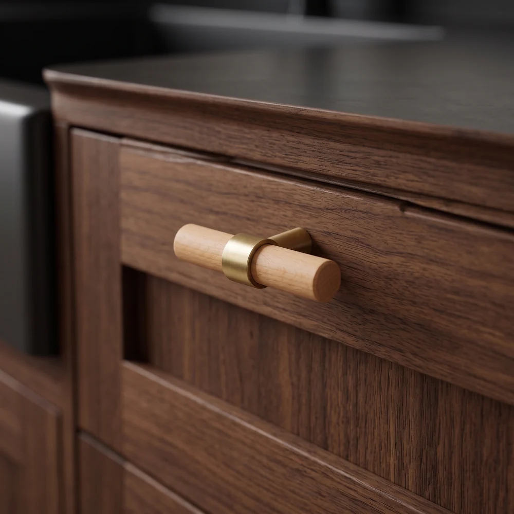 Rune Brass & Wood Cabinet T-Bar
