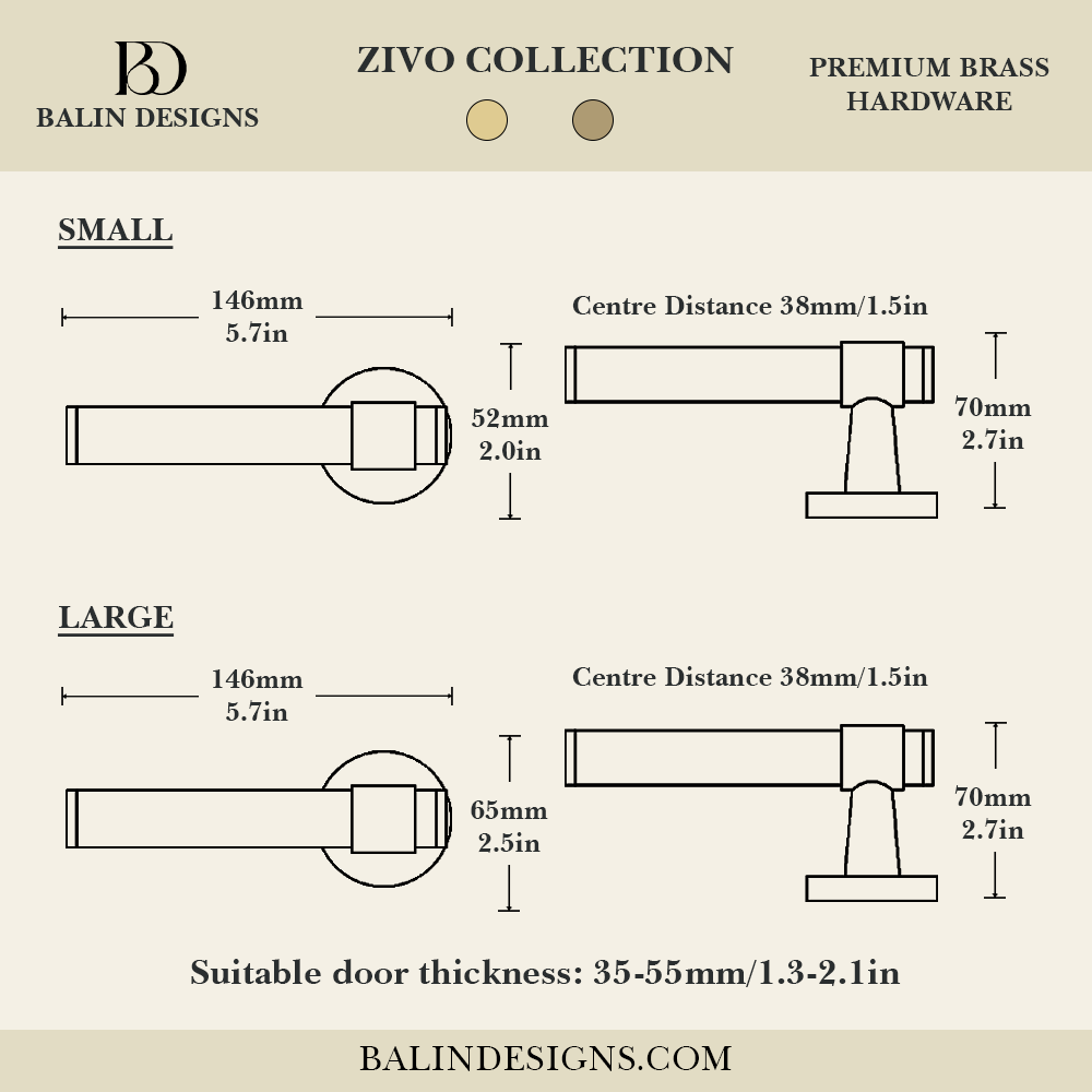 Zivo Brass Door Handle