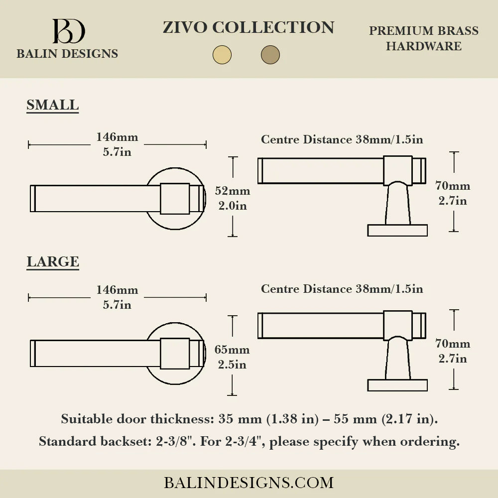 Zivo Brass Door Handle