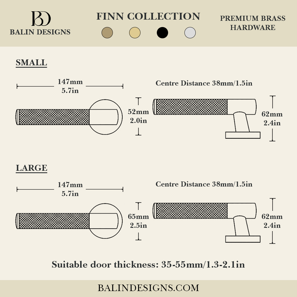 Finn Brass Door Handle
