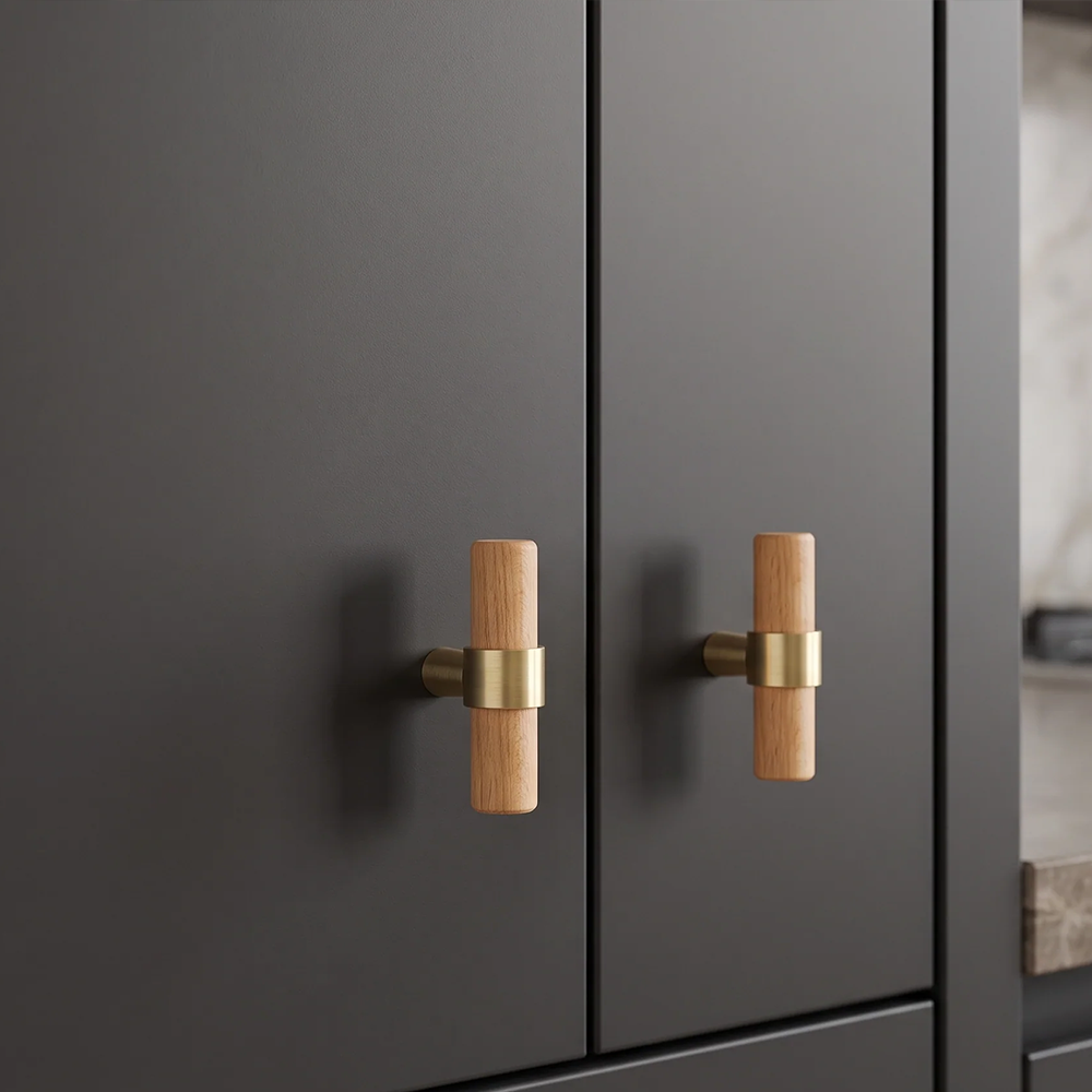 Rune Brass & Wood Cabinet T-Bar