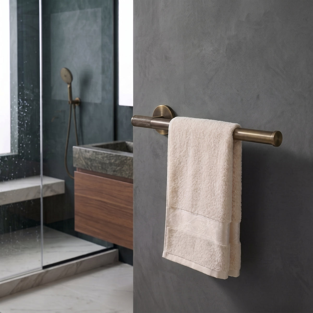 Reed Brass Towel Ring