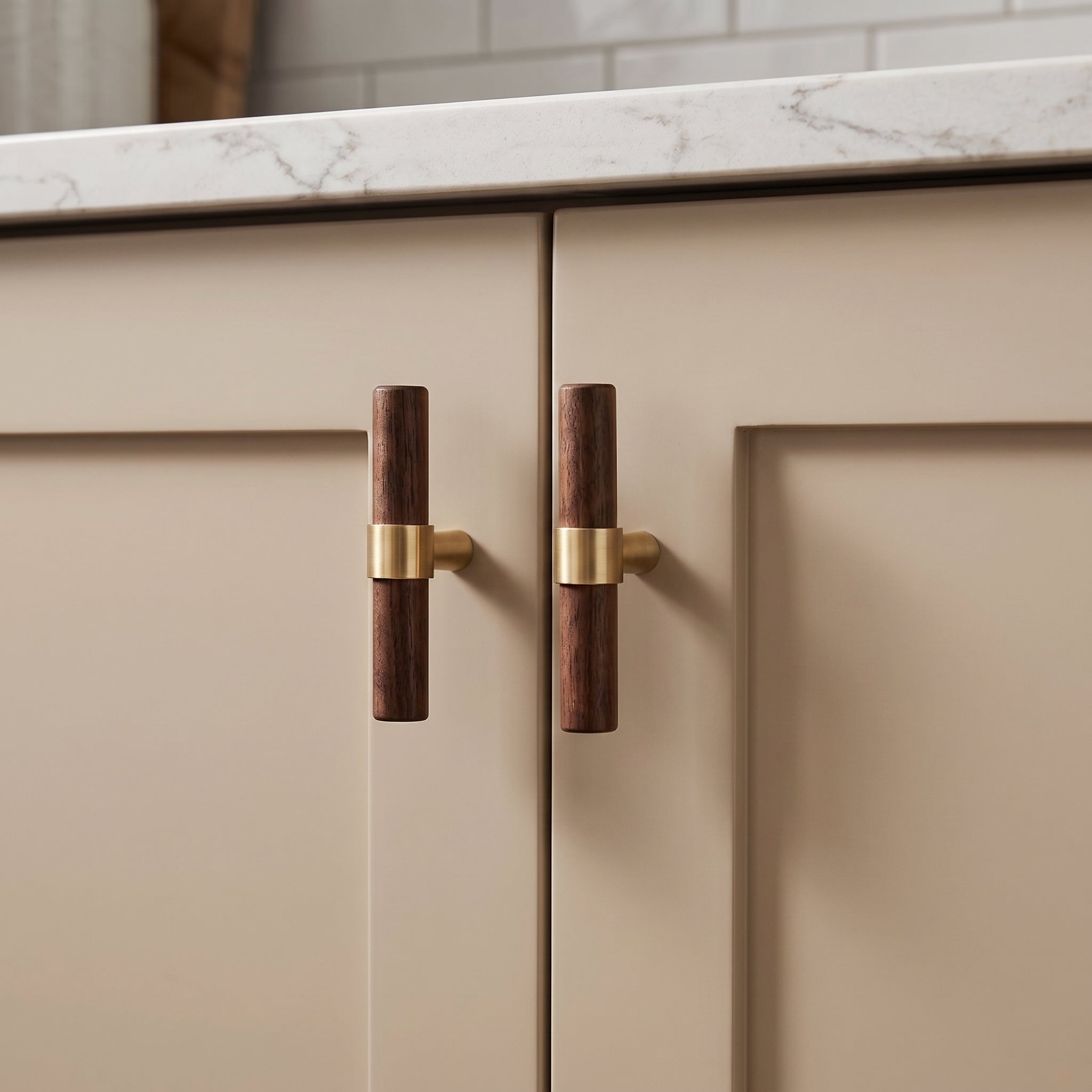Rune Brass & Wood Cabinet T-Bar