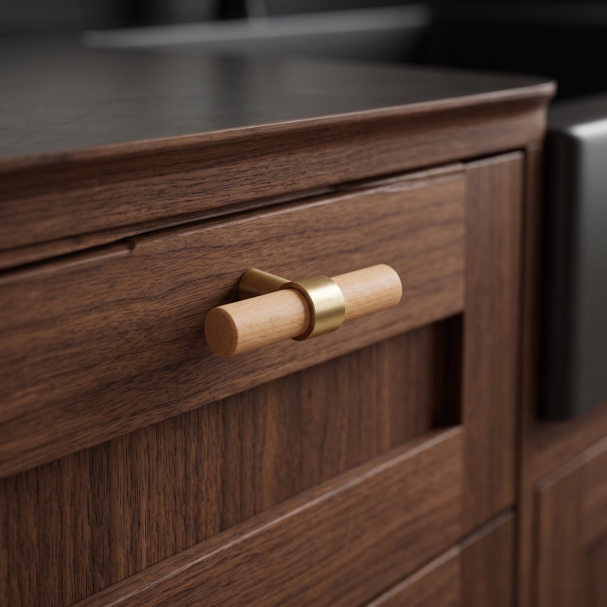 Rune Brass & Wood Cabinet T-Bar