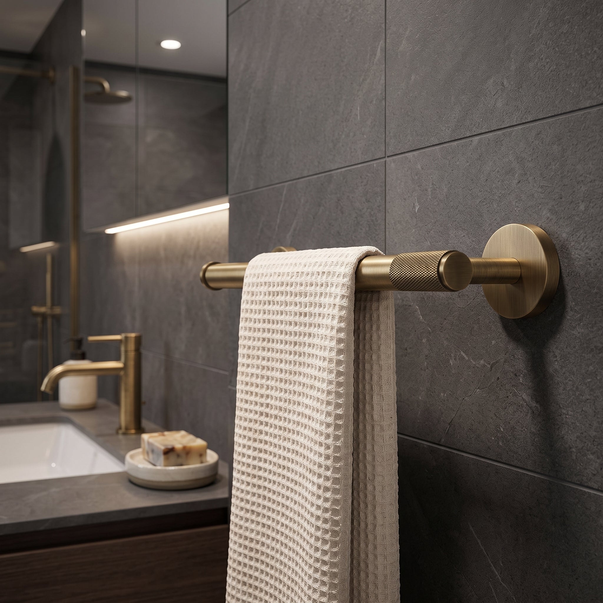 Reed Brass Towel Ring