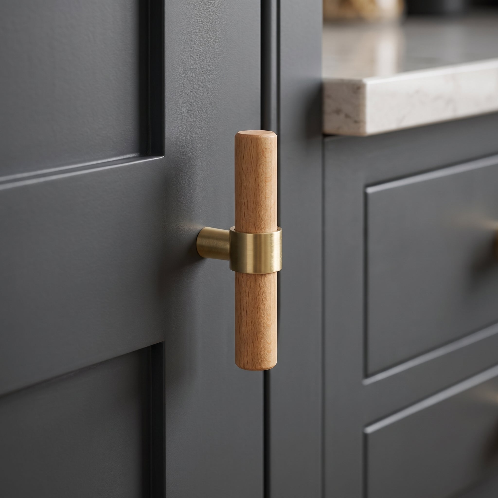 Rune Brass & Wood Cabinet T-Bar