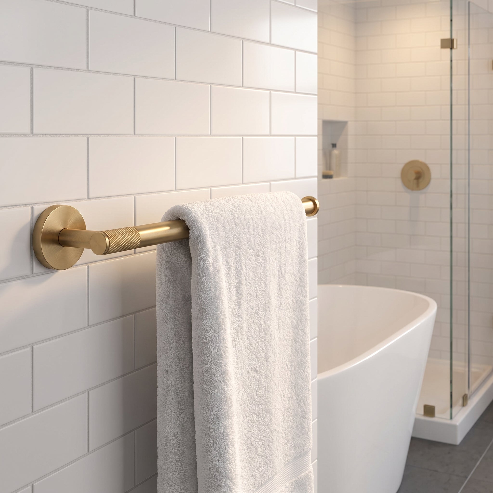 Reed Brass Towel Ring