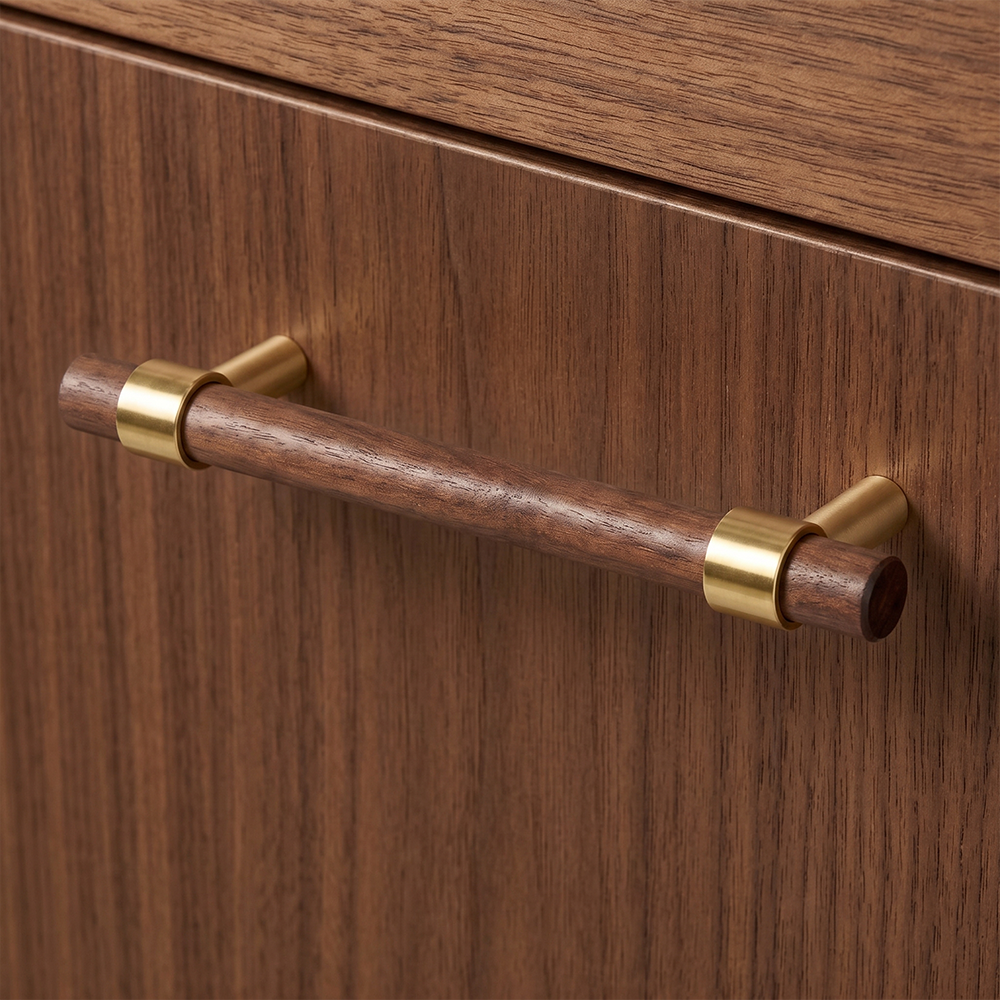 Rune Brass & Wood Cabinet Pull