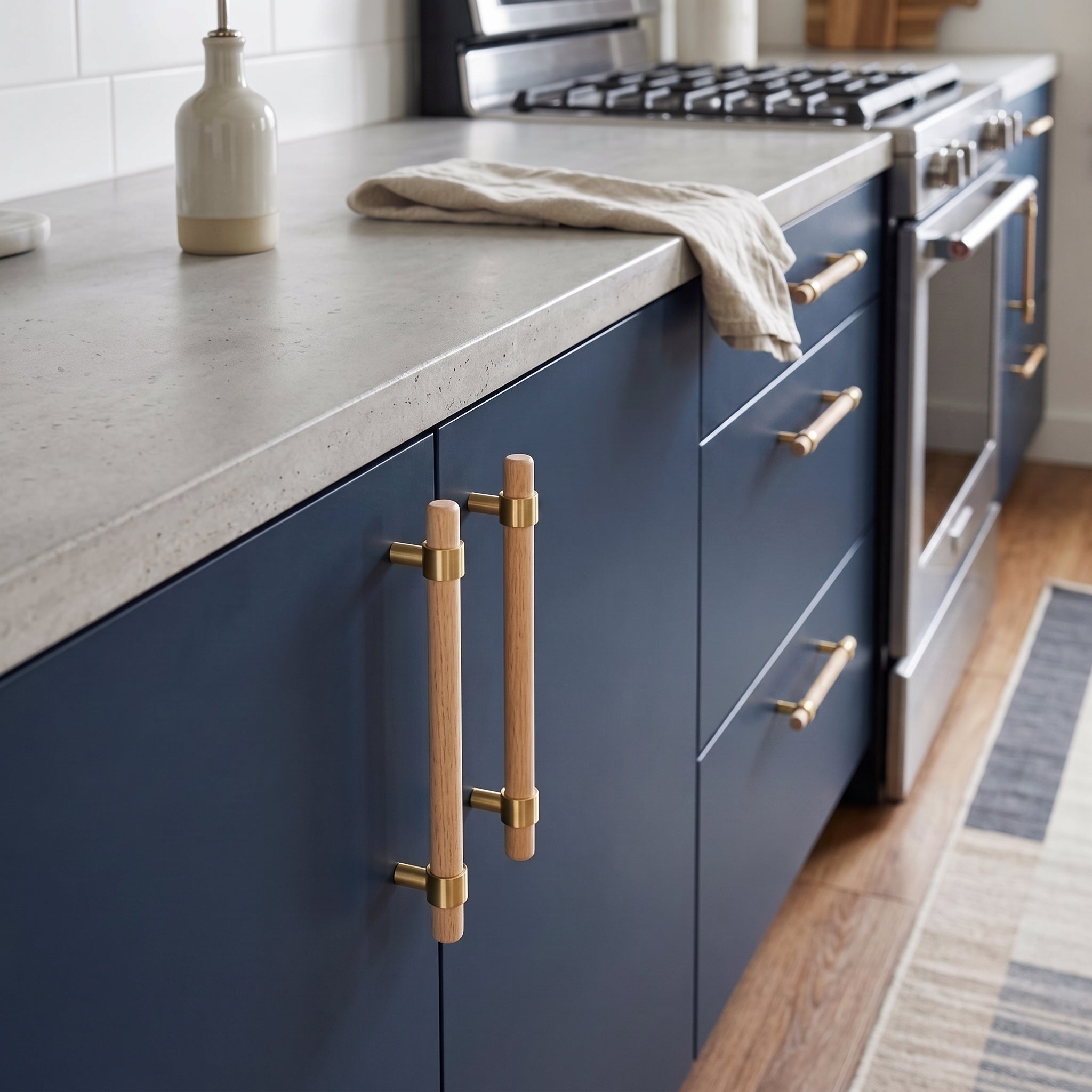 Rune Brass & Wood Cabinet Pull