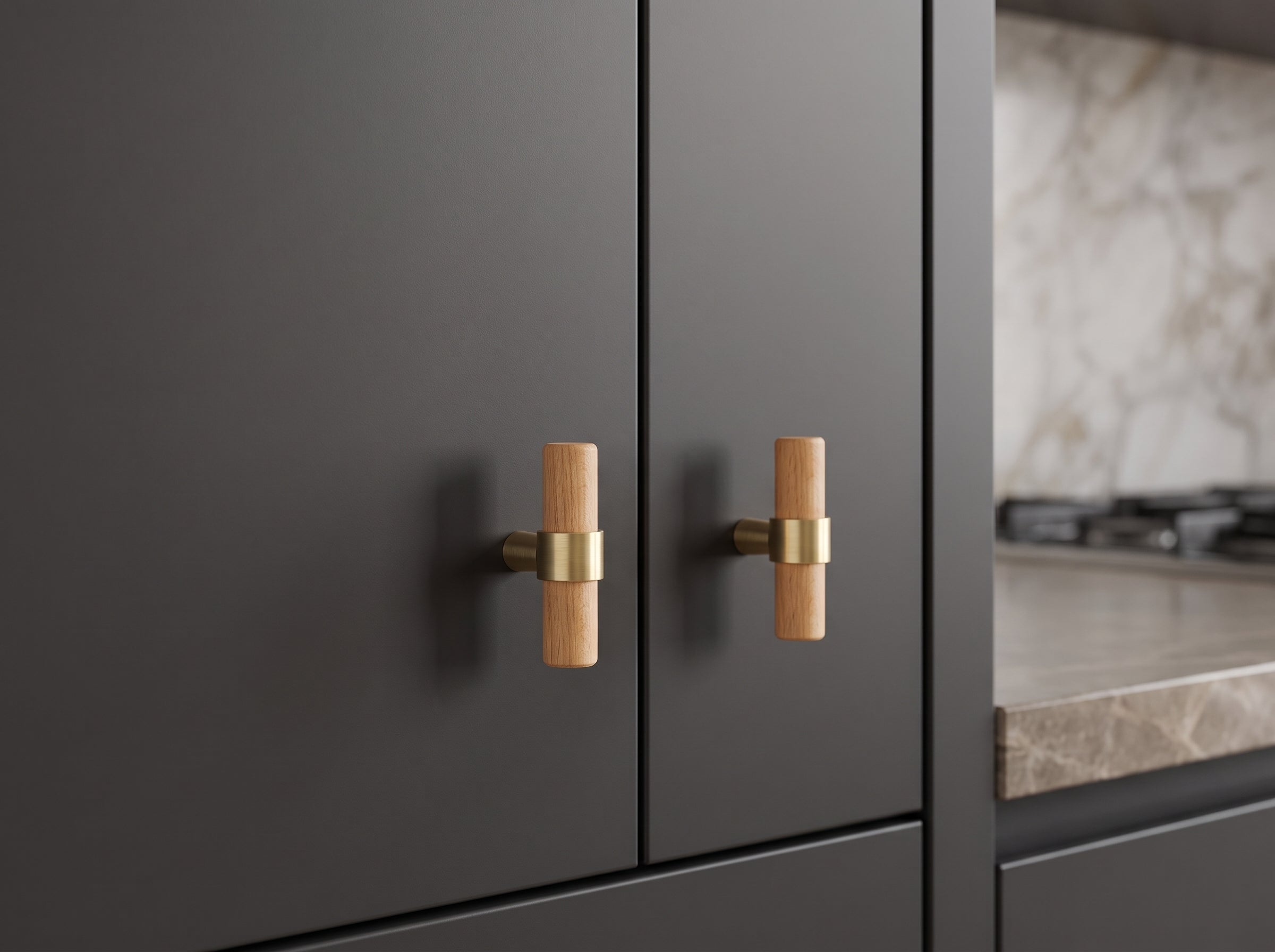 Rune Brass & Wood Cabinet T-Bar