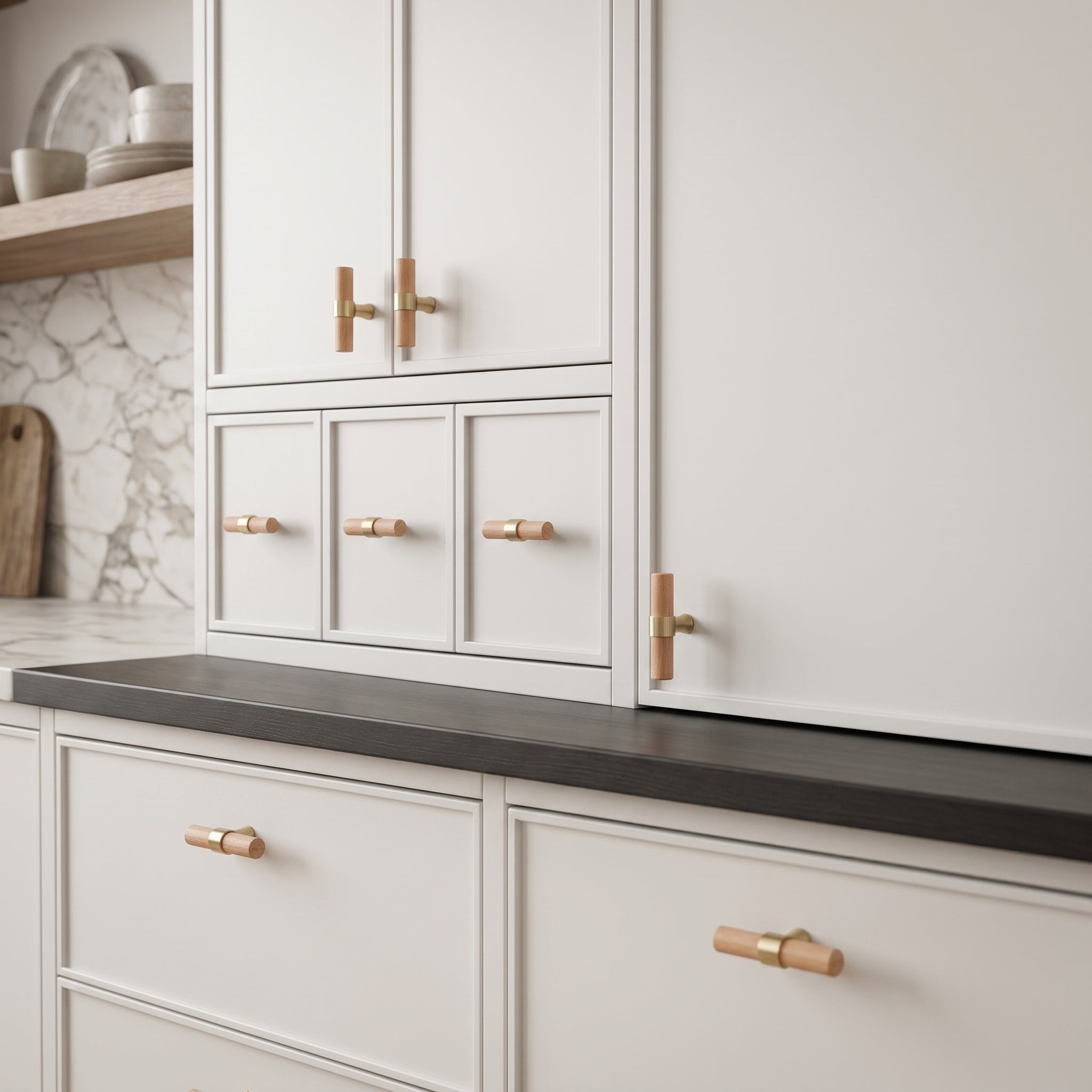 Rune Brass & Wood Cabinet T-Bar