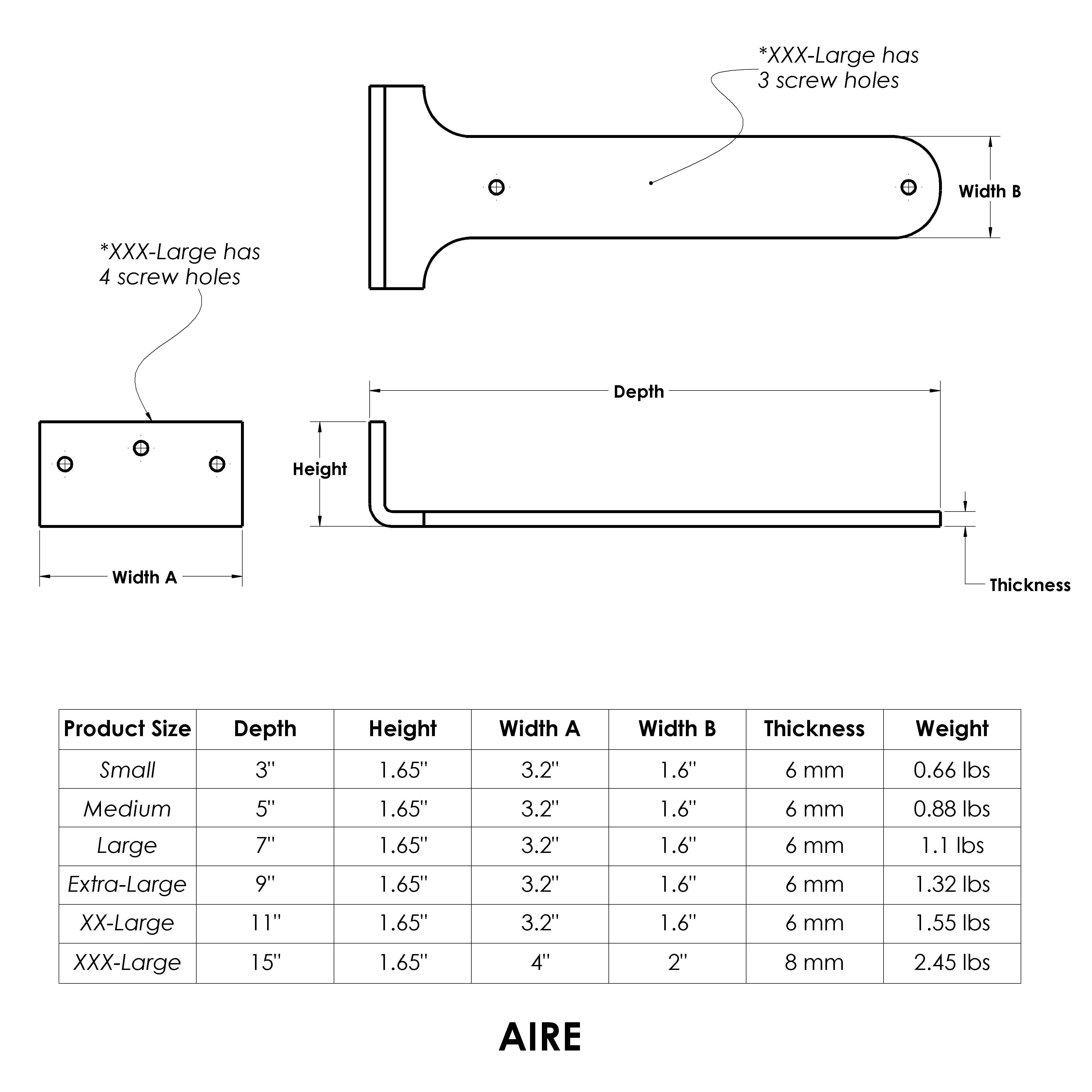 Aire Floating Shelf Bracket
