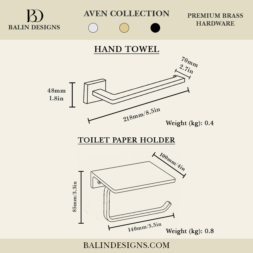 Aven Brass Bathroom Hardware