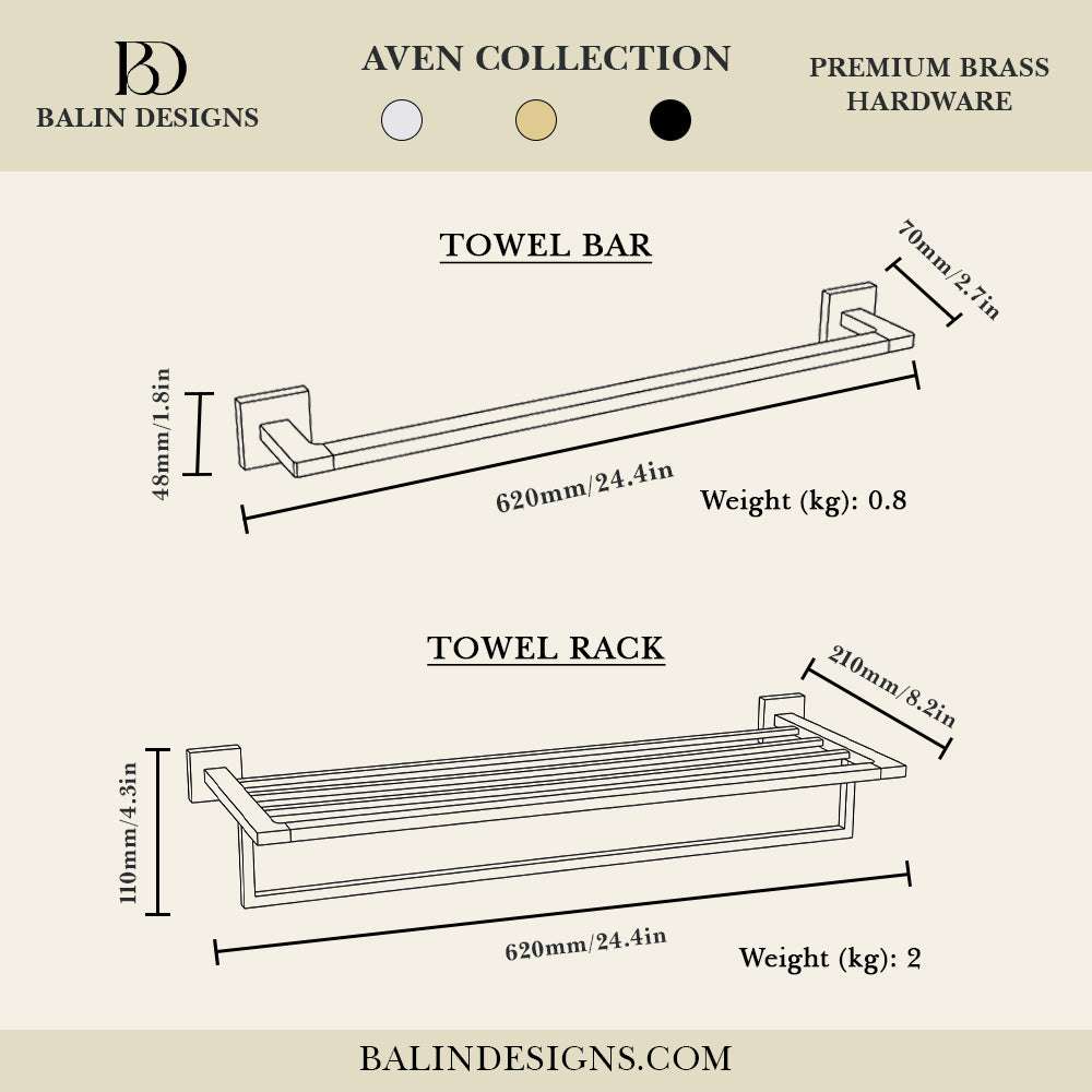 Aven Brass Bathroom Hardware