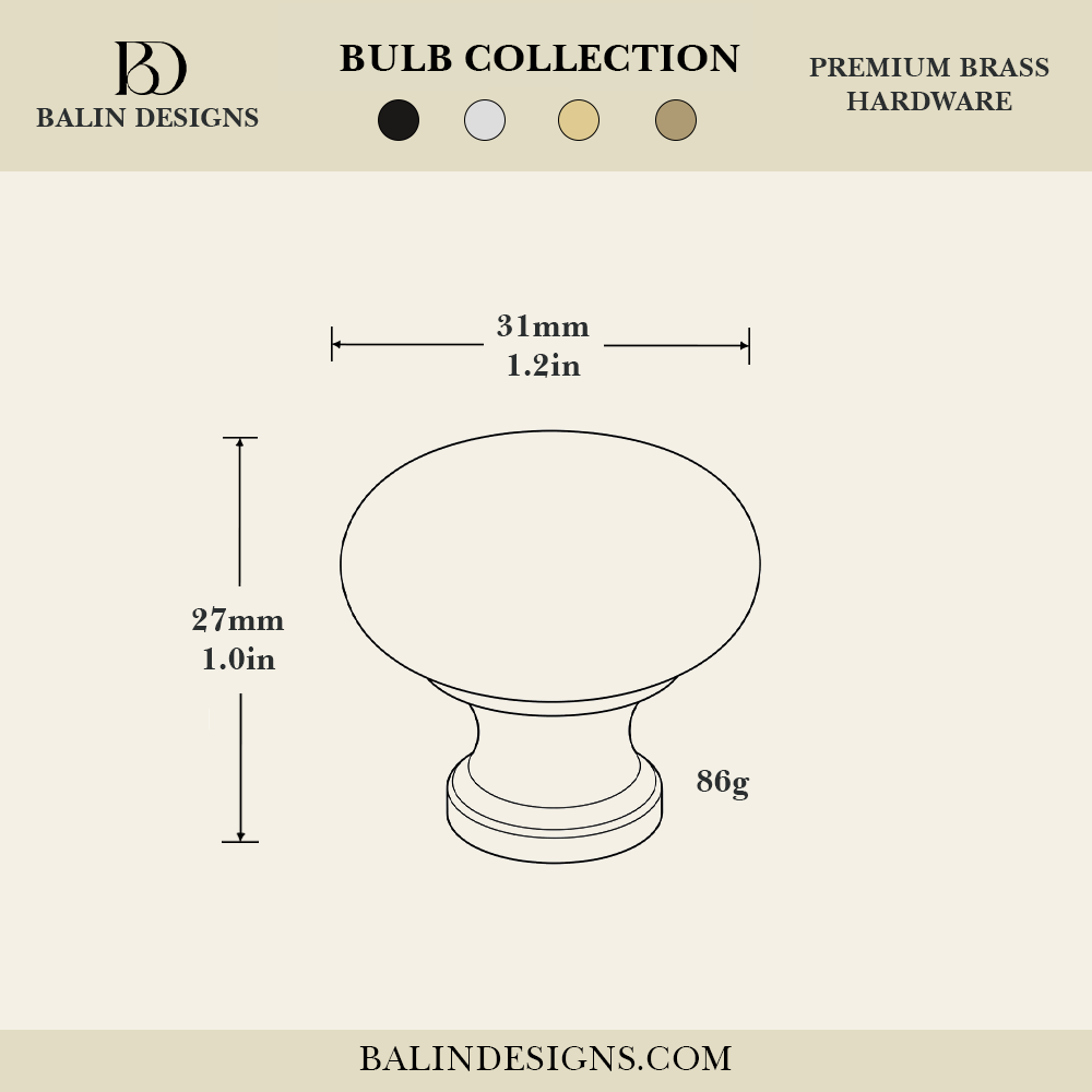 Bulb Brass Cabinet Knob