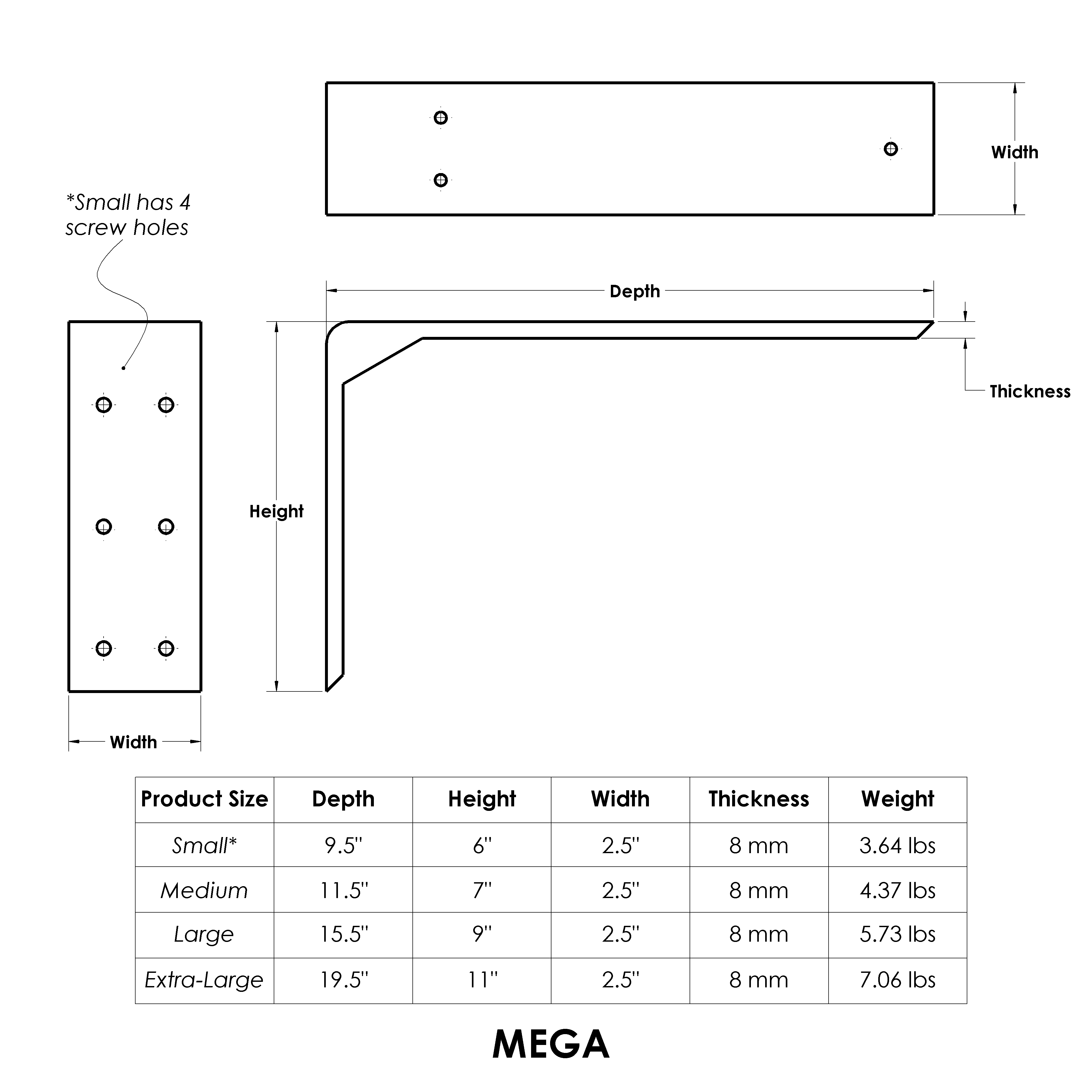 Mega Countertop Shelf Bracket