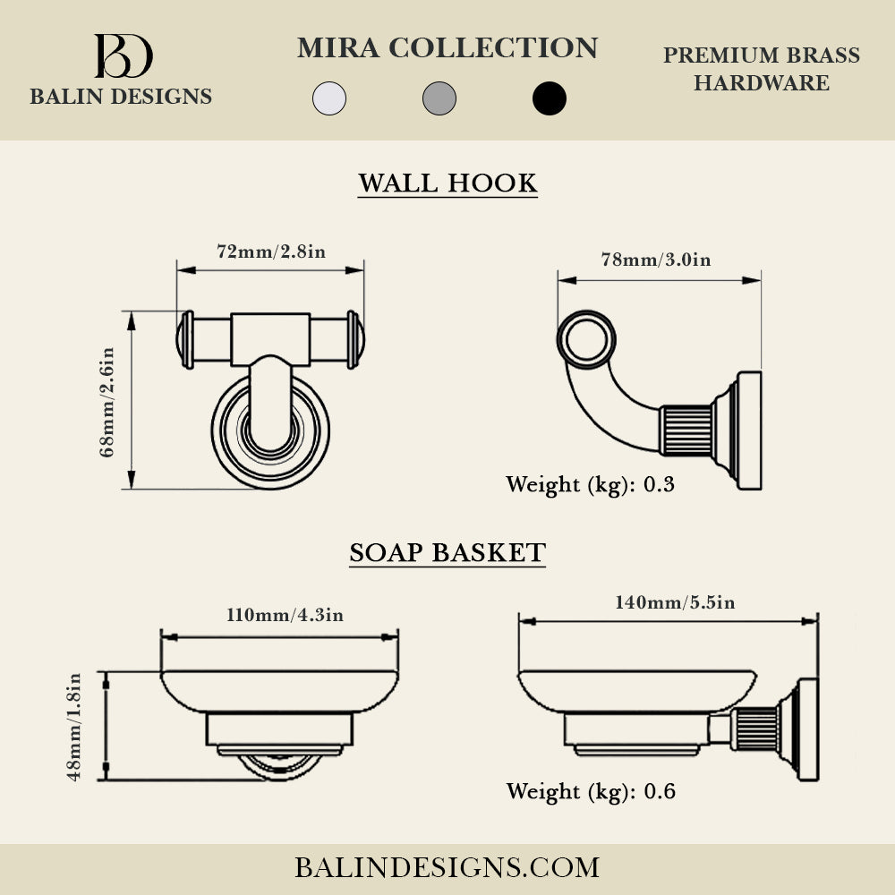 Mira Brass Bathroom Hardware