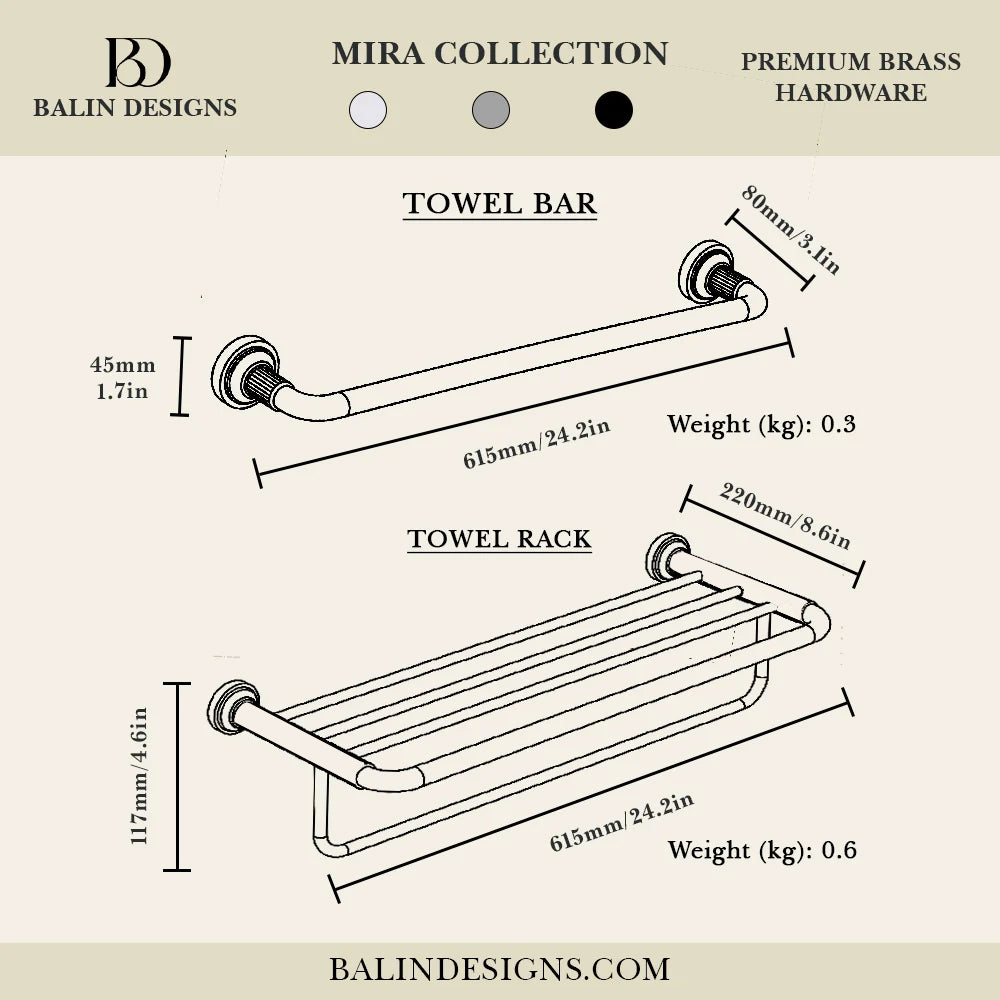 Mira Brass Bathroom Hardware