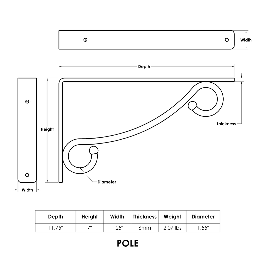 #size-chart_Pole Closet Rod Shelf Bracket