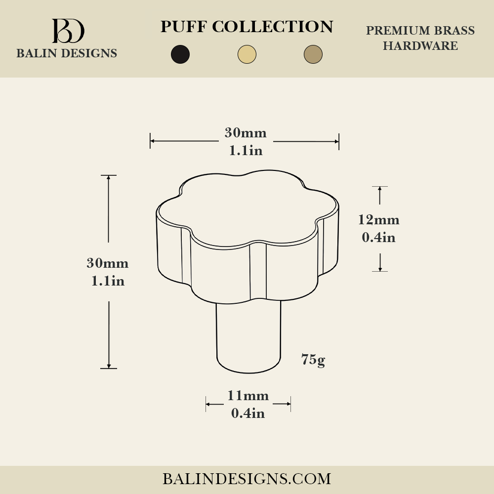 Puff Brass Cabinet Knob