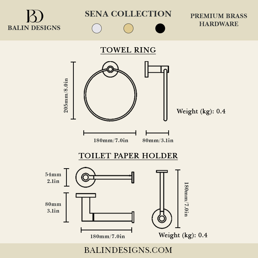 Sena Brass Bathroom Hardware Collection