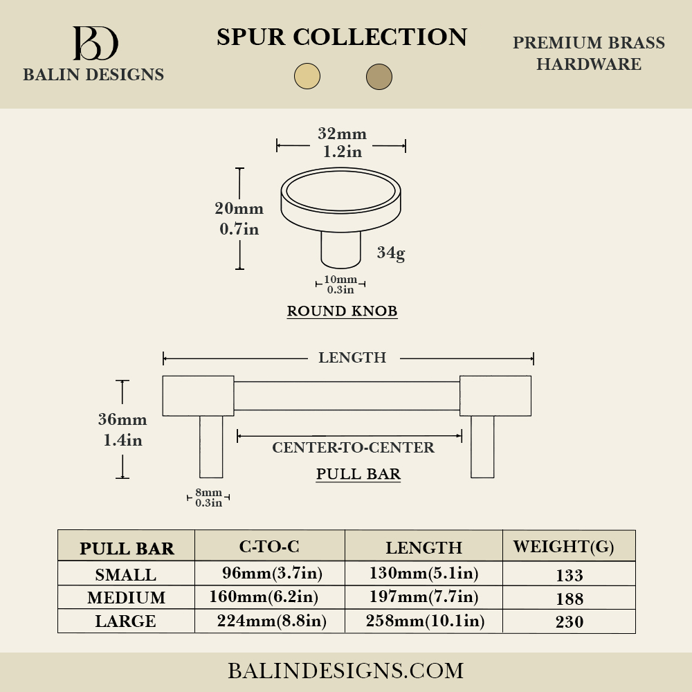 Spur Brass Cabinet Pull