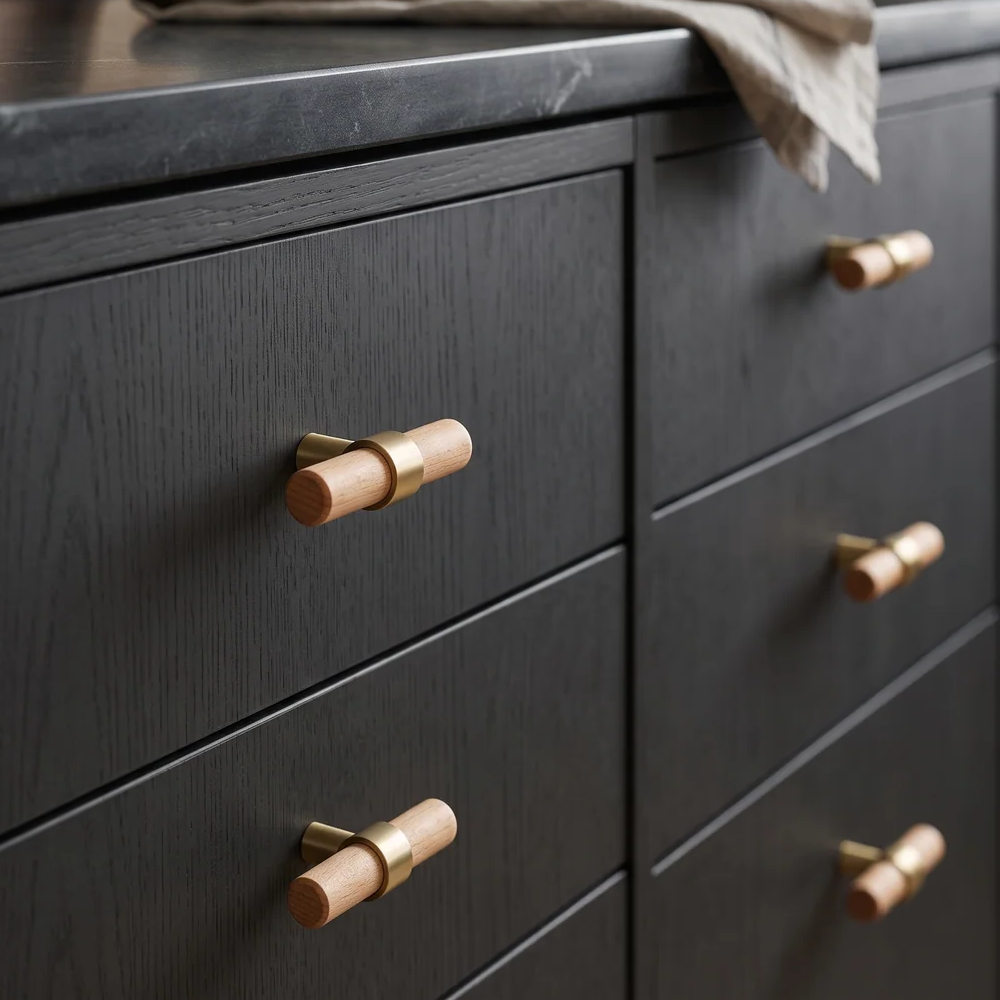 Rune Brass & Wood Cabinet T-Bar