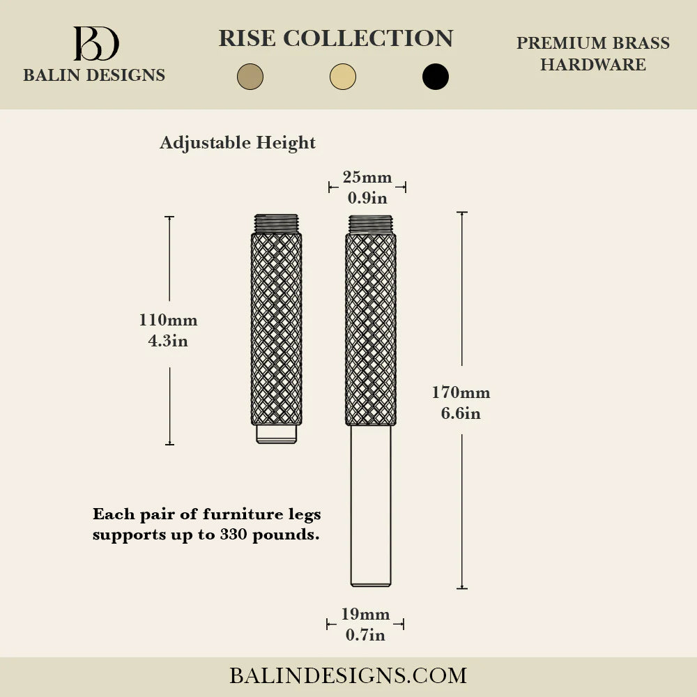 Rise Brass Furniture Legs