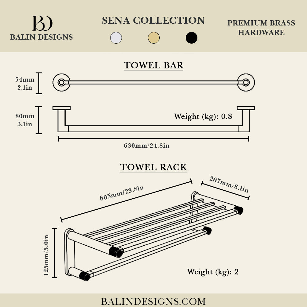 Sena Brass Bathroom Hardware Collection